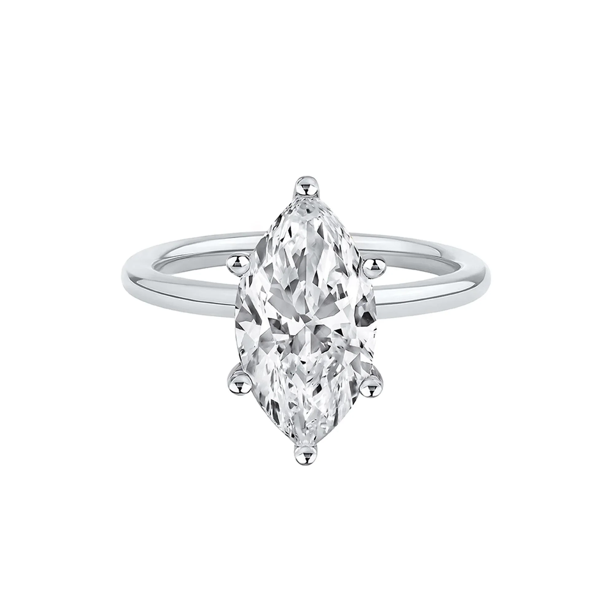 Lab Grown Diamond Solitaire Marquise Engagement Ring Platinum (3 CT.) White Size 6.5 2mm