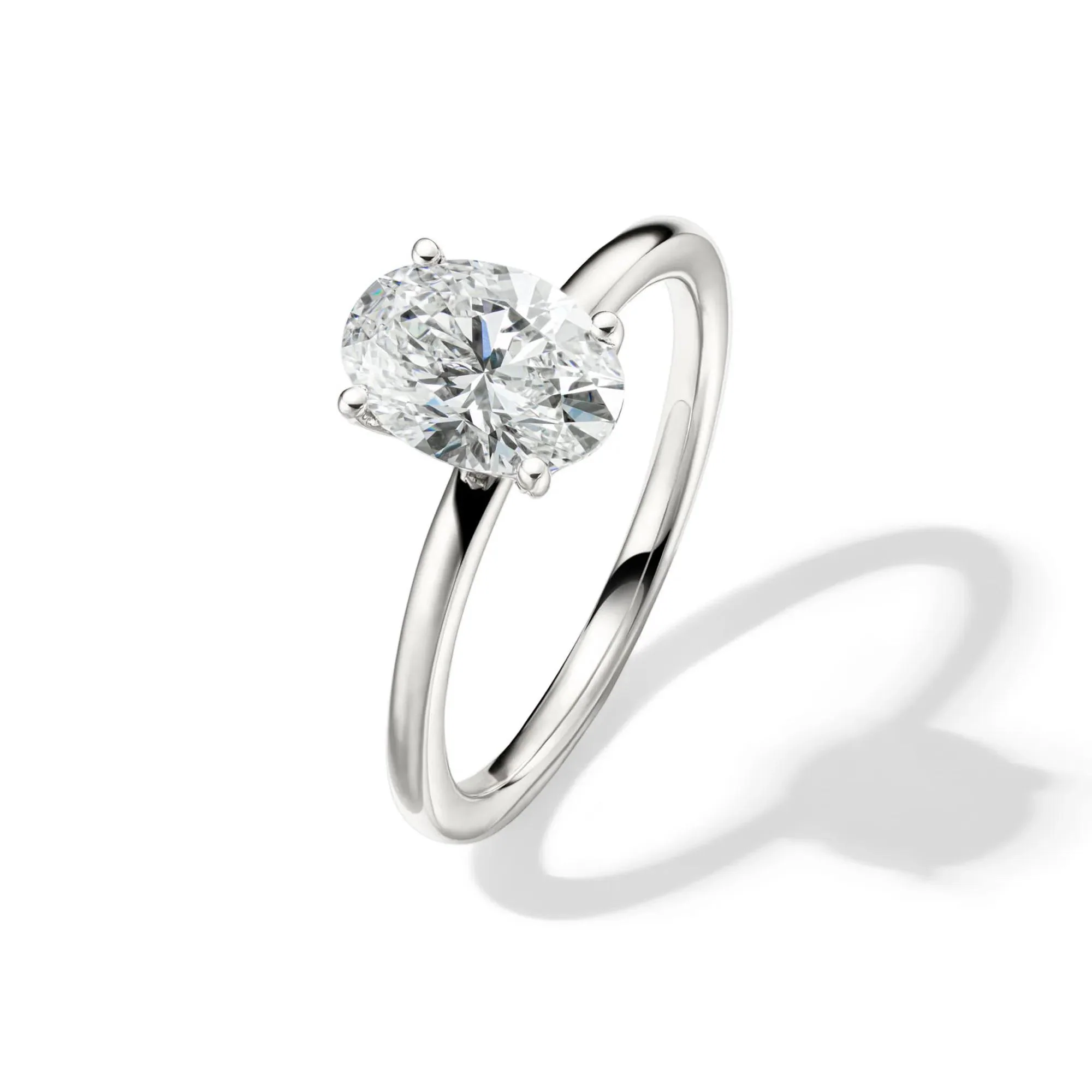 Lab Grown Diamond Oval Solitaire Engagement Ring Platinum (1/2 CT.) White Size 5 2mm - Image 4