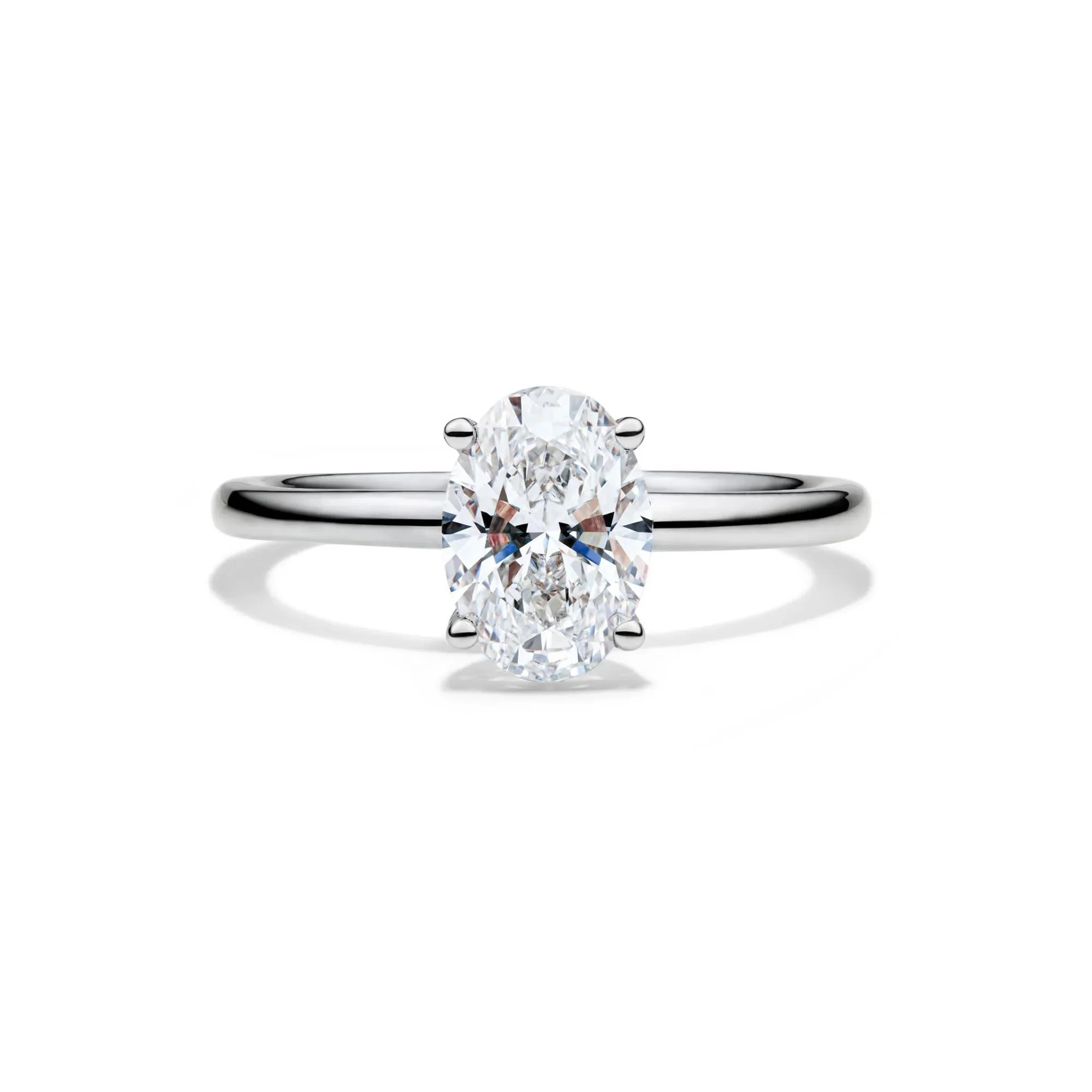 Lab Grown Diamond Oval Solitaire Engagement Ring Platinum (1/2 CT.) White Size 8.5 2mm