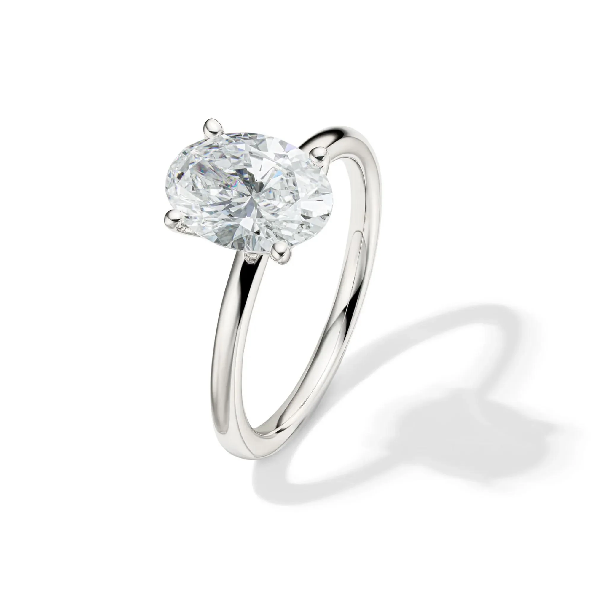 Lab Grown Diamond Oval Solitaire Engagement Ring Platinum (2 CT.) White Size 4 2mm - Image 4