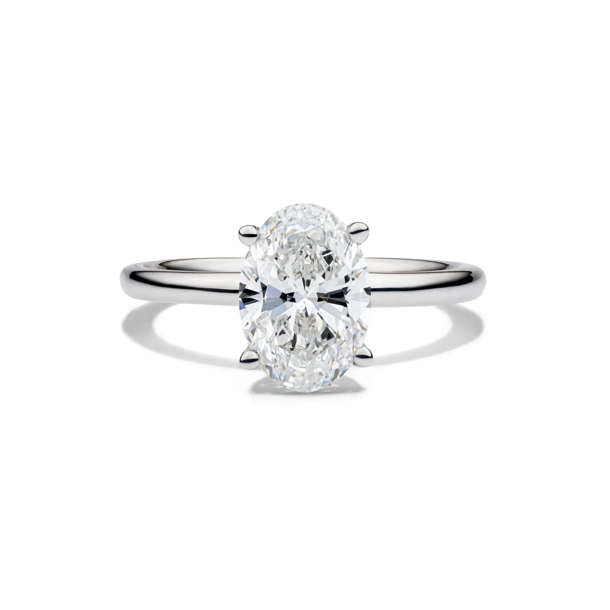 Lab Grown Diamond Oval Solitaire Engagement Ring Platinum (2 CT.) White Size 9.5 2mm