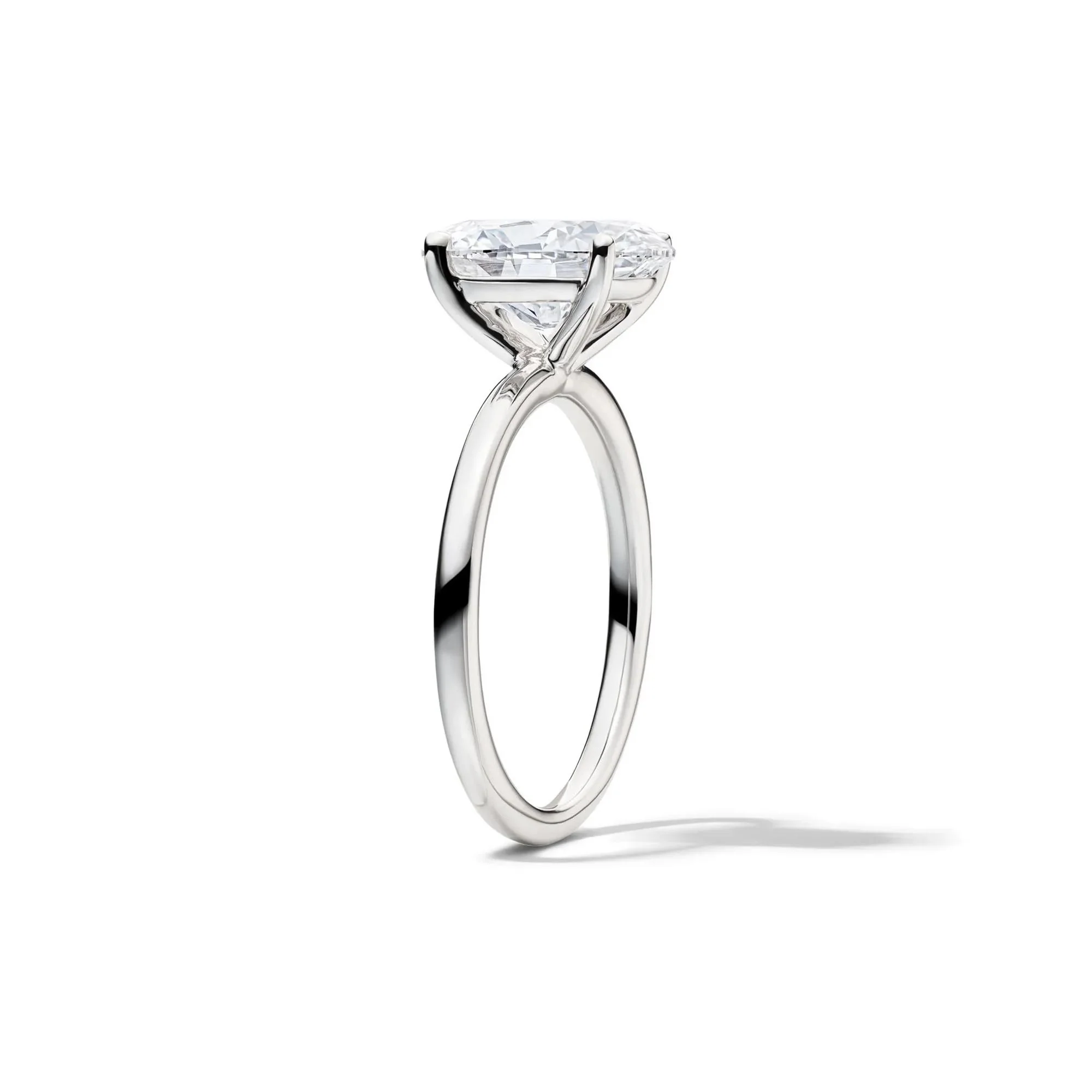 Lab Grown Diamond Oval Solitaire Engagement Ring Platinum (3 CT.) White Size 4 2mm - Image 3