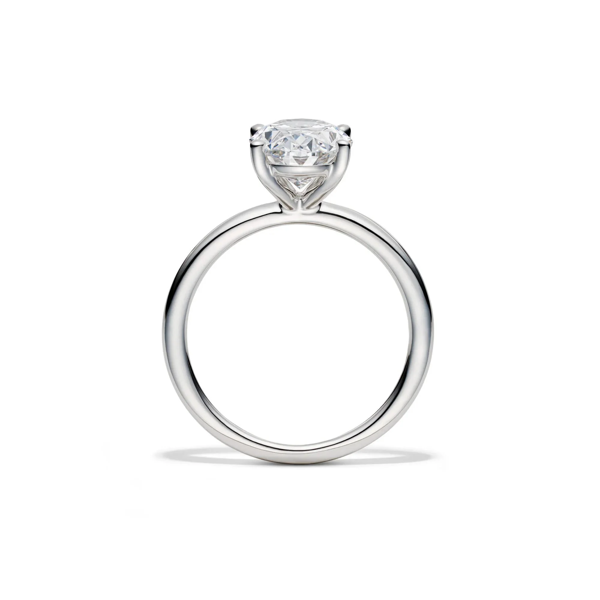 Lab Grown Diamond Oval Solitaire Engagement Ring Platinum (3 CT.) White Size 6 2mm - Image 2