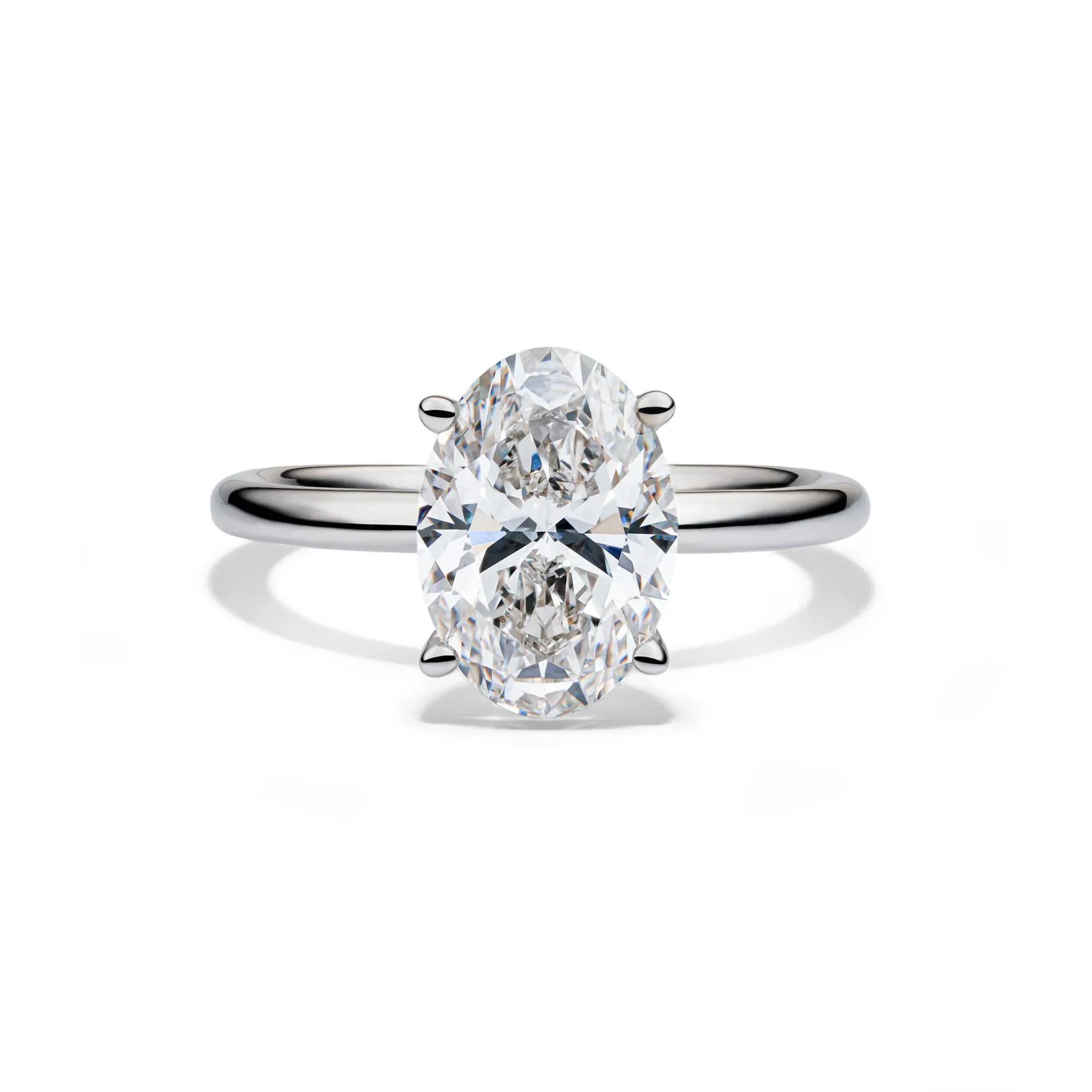 Lab Grown Diamond Oval Solitaire Engagement Ring Platinum (3 CT.) White Size 9 2mm