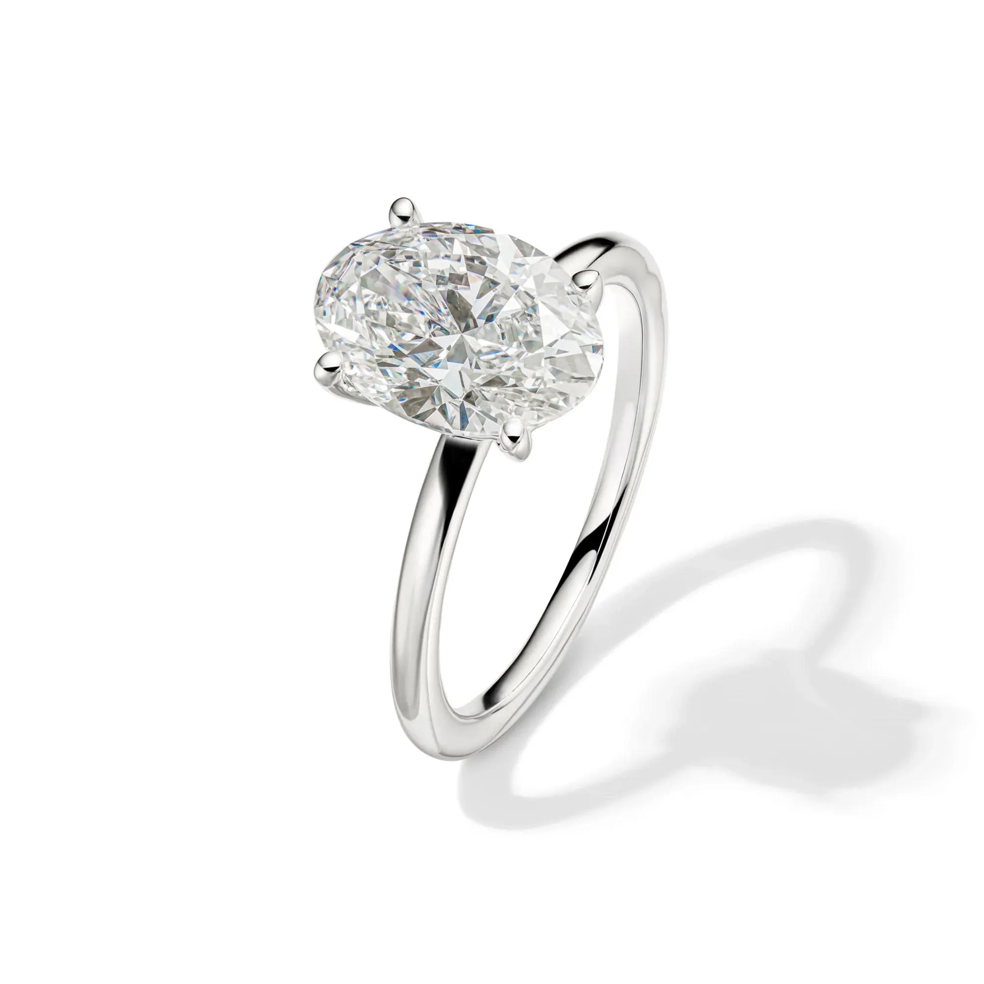 Lab Grown Diamond Oval Solitaire Engagement Ring Platinum (3 CT.) White Size 9 2mm - Image 4
