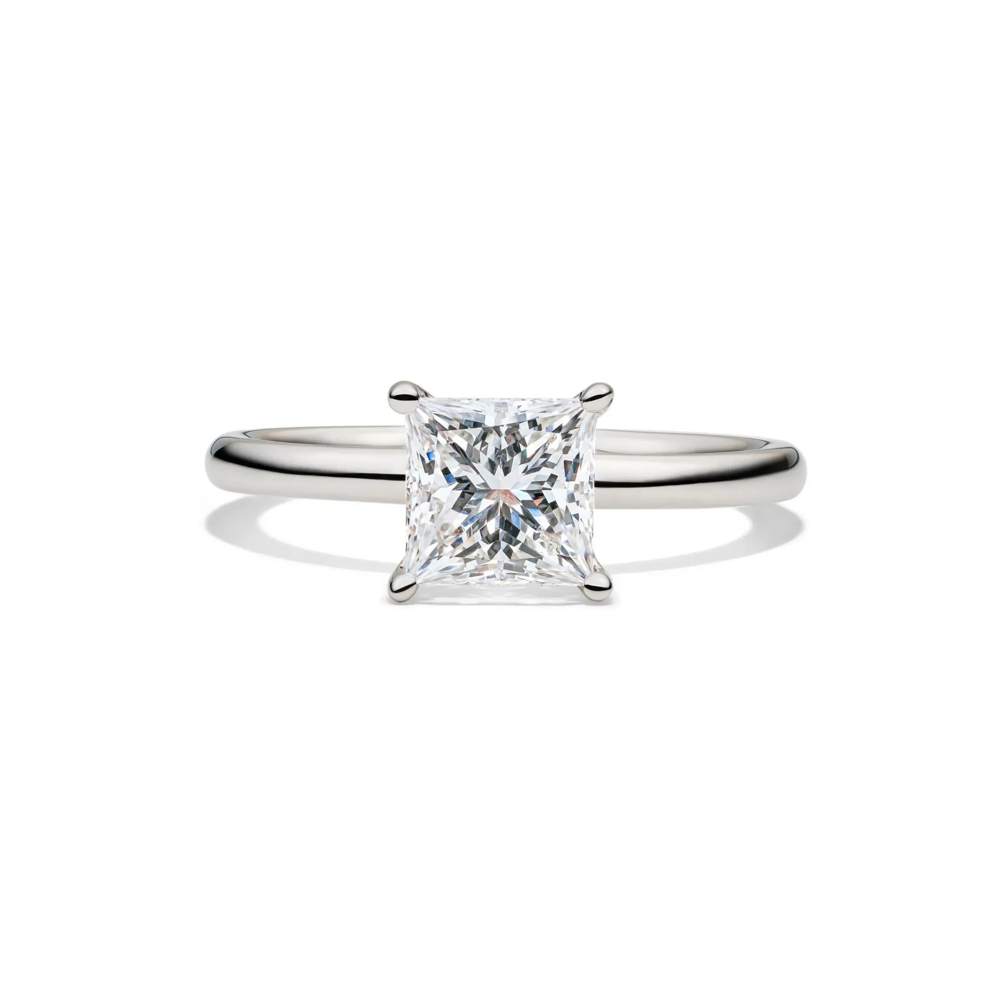 Lab Grown Diamond Princess-Cut Solitaire Engagement Ring Platinum (1/2 CT.) White Size 6 2mm