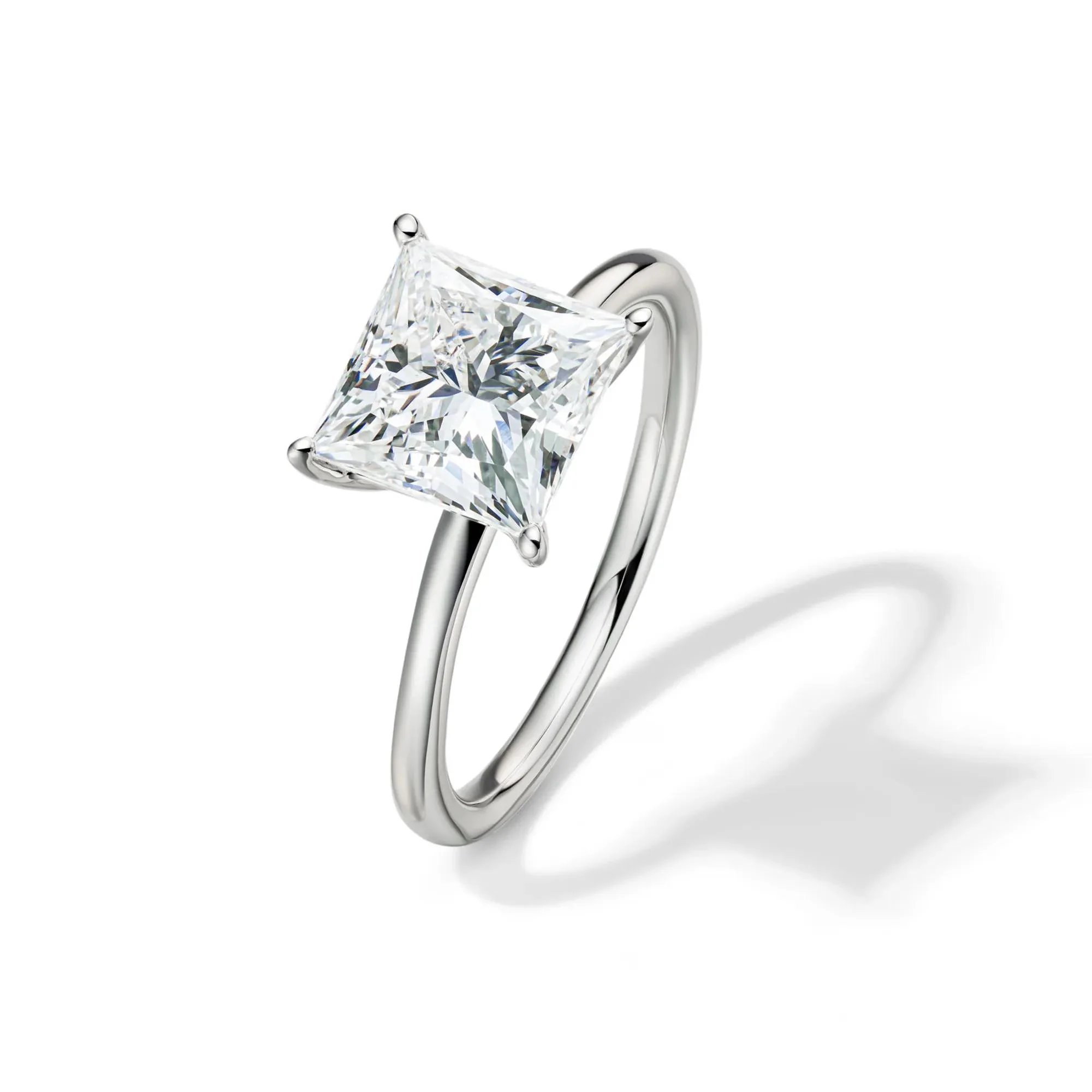 Lab Grown Diamond Princess-Cut Solitaire Engagement Ring Platinum (3 CT.) White Size 4 2mm - Image 4