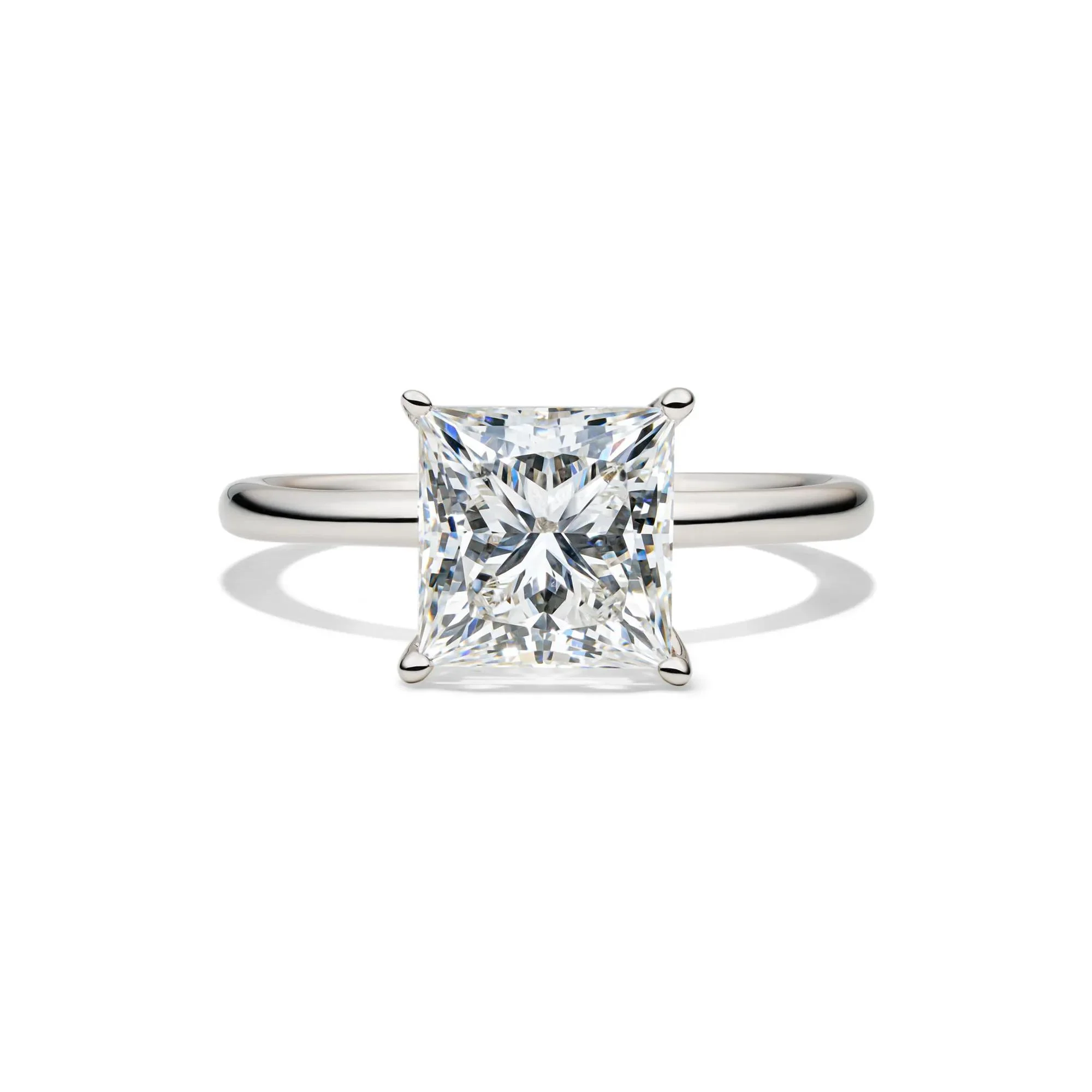 Lab Grown Diamond Princess-Cut Solitaire Engagement Ring Platinum (3 CT.) White Size 9 2mm
