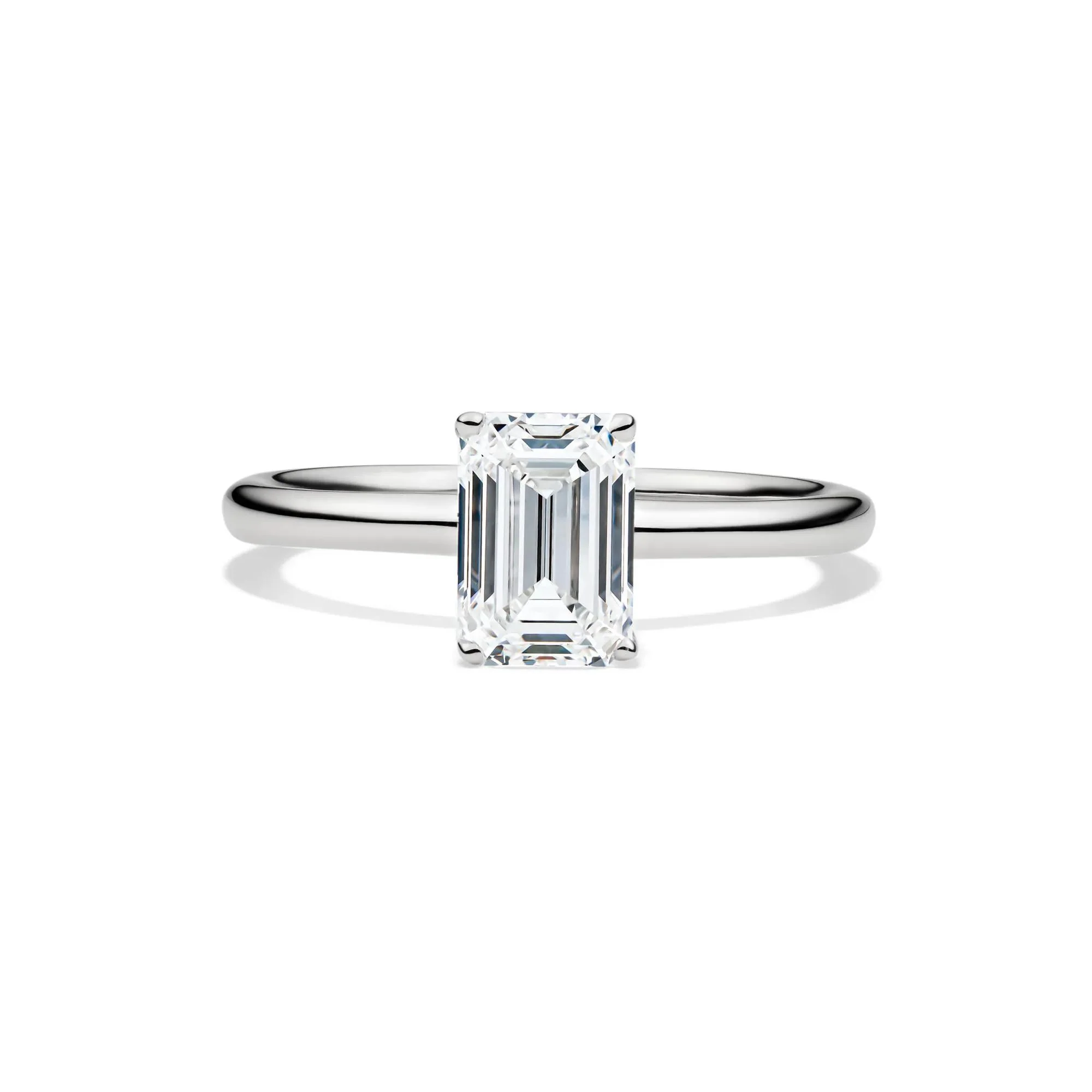 Lab Grown Diamond Emerald-Cut Solitaire Ring Platinum (1/2 CT.) White Size 4 2mm