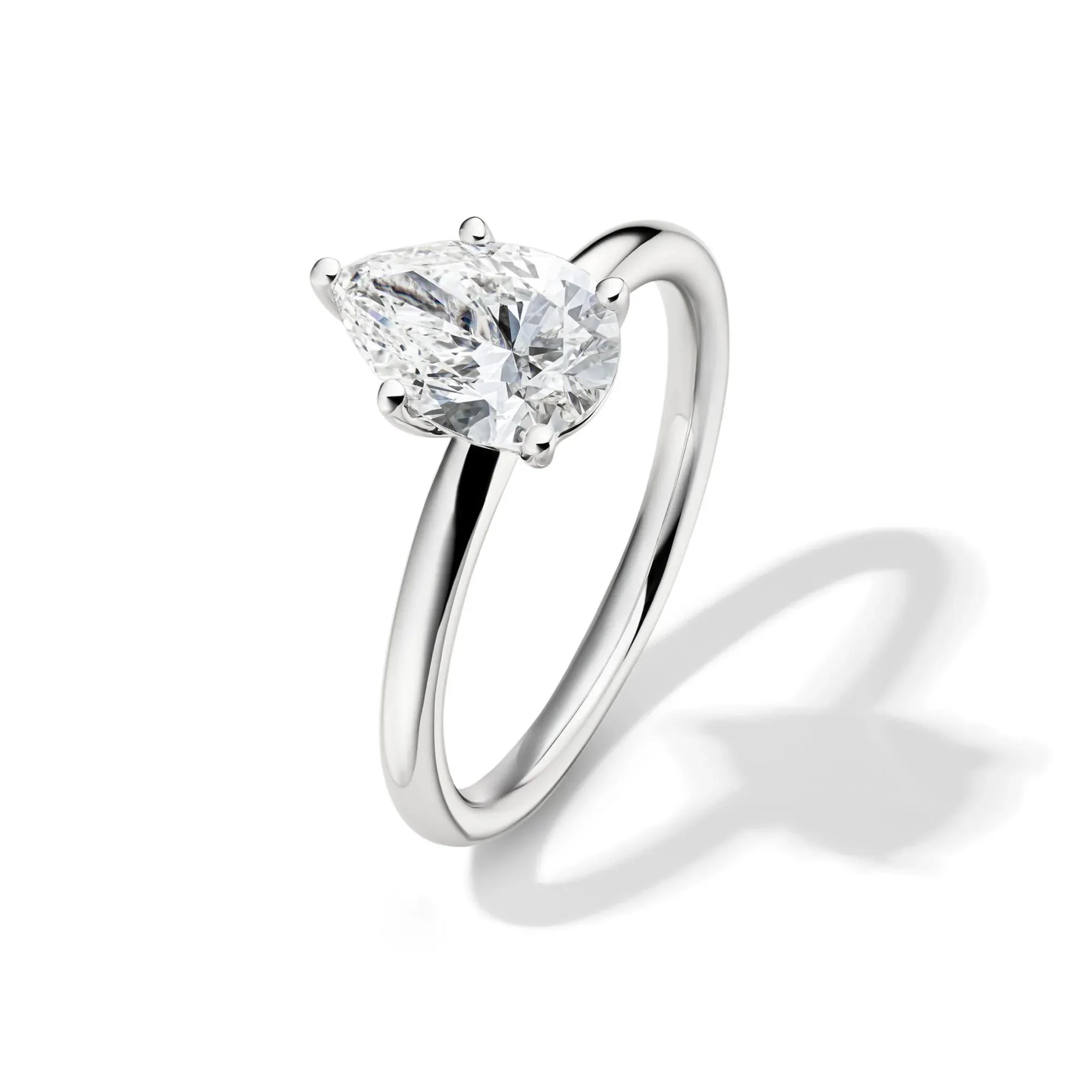 Lab Grown Diamond Pear-Shaped Solitaire Engagement Ring Platinum (1/2 CT.) White Size 4 2mm - Image 4