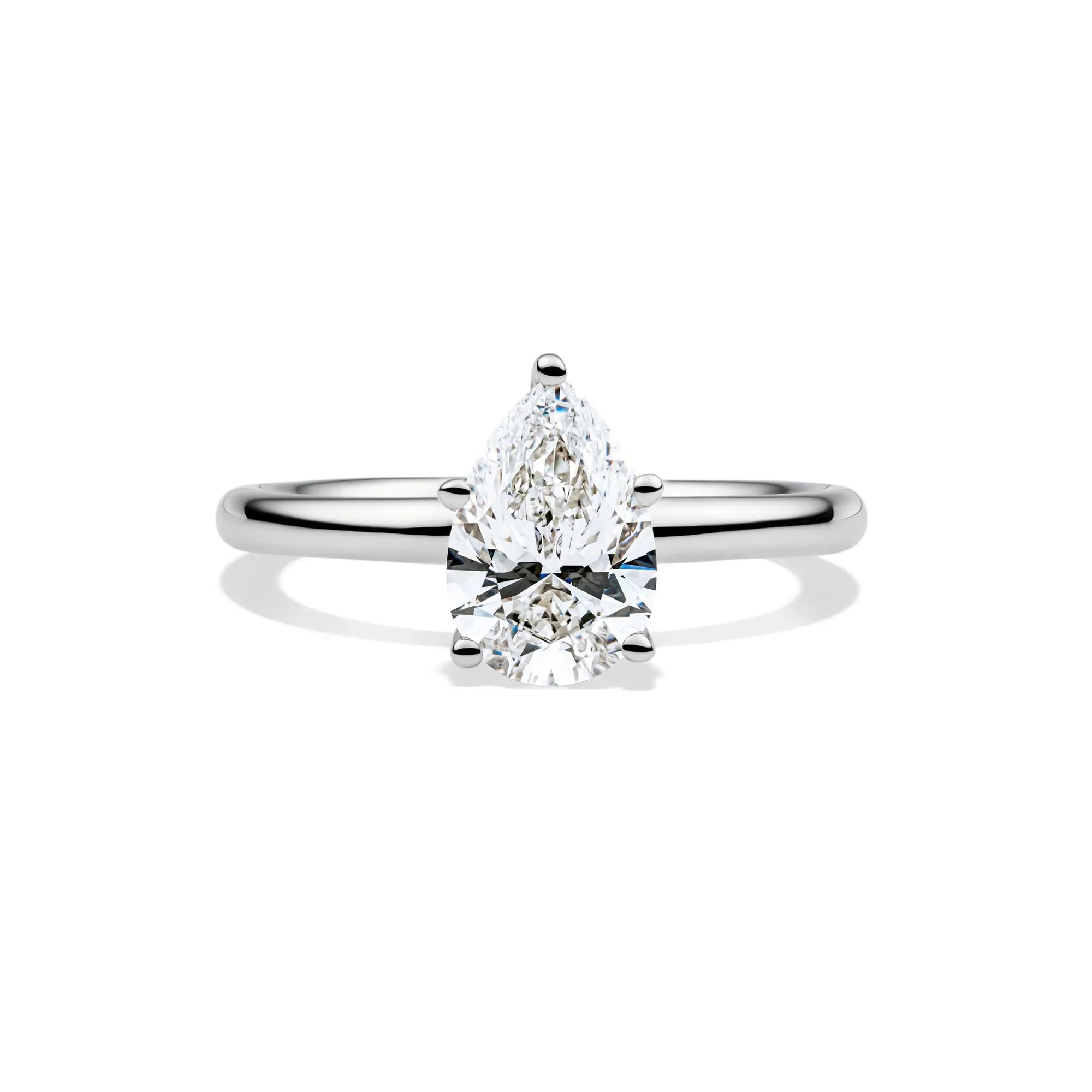 Lab Grown Diamond Pear-Shaped Solitaire Engagement Ring Platinum (1/2 CT.) White Size 8.5 2mm