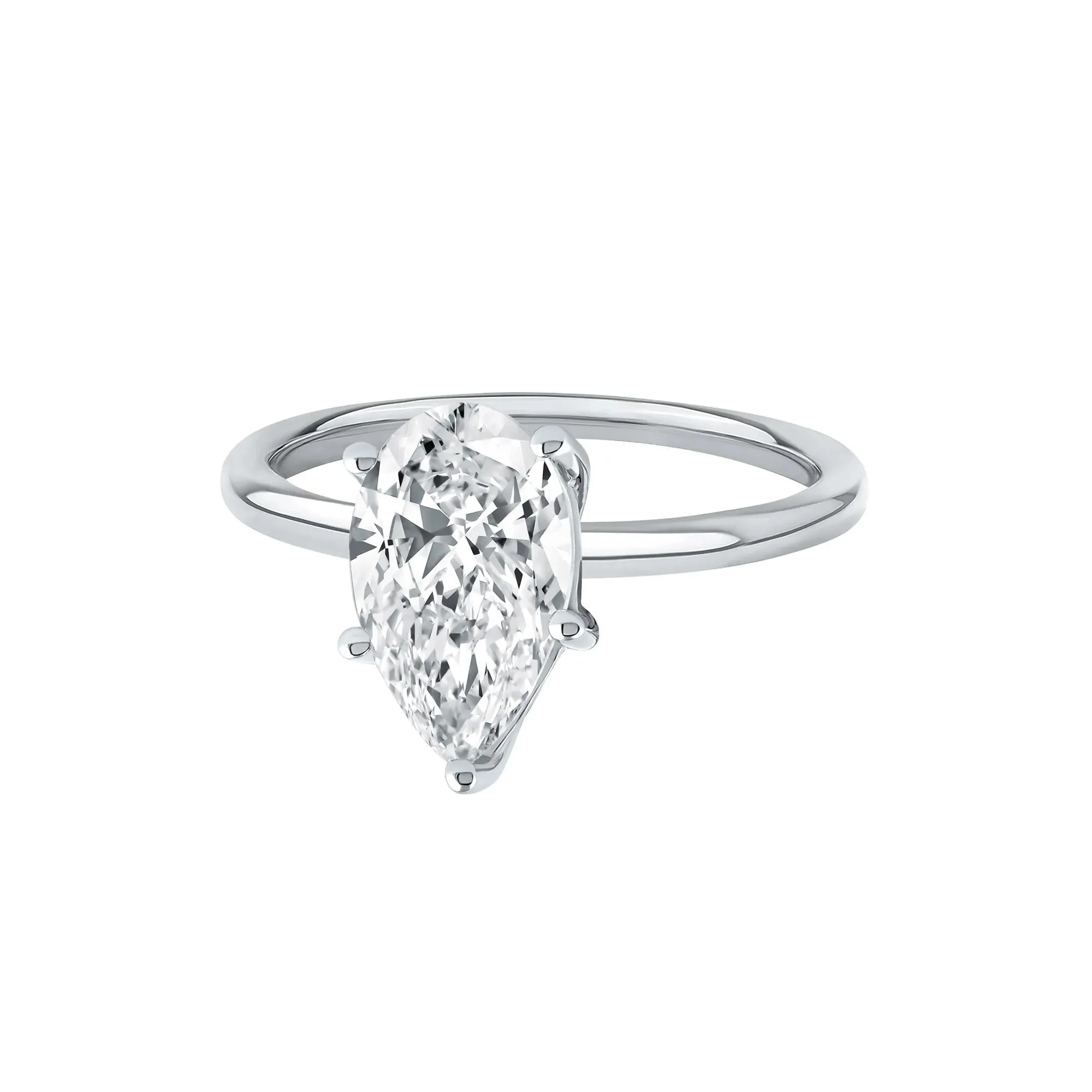 Lab Grown Diamond Pear-Shaped Solitaire Engagement Ring Platinum (2 CT.) White Size 5 2mm - Image 4