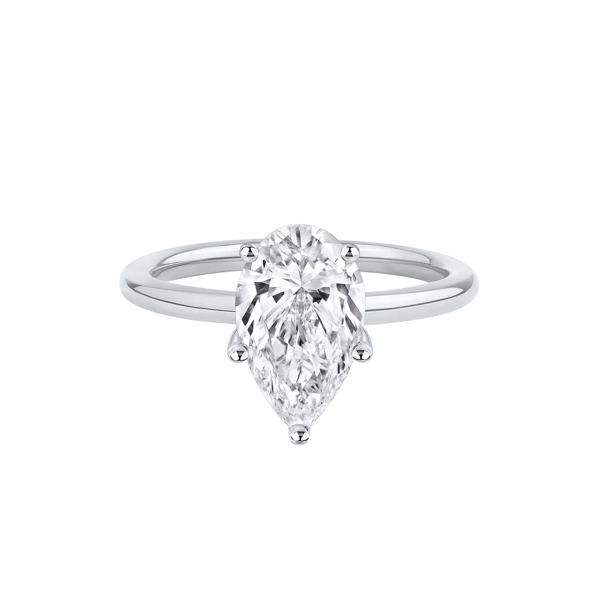 Lab Grown Diamond Pear-Shaped Solitaire Engagement Ring Platinum (2 CT.) White Size 9 2mm