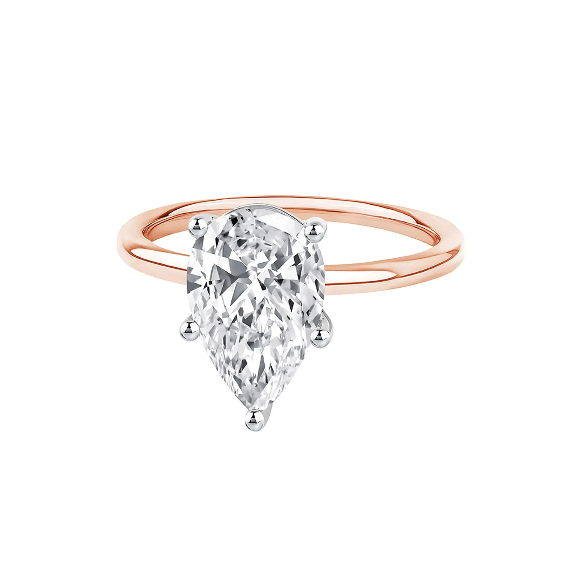 Lab Grown Diamond Pear-Shaped Solitaire Engagement Ring 14K Rose Gold (3 CT.) Size 6.5 2mm - Image 4