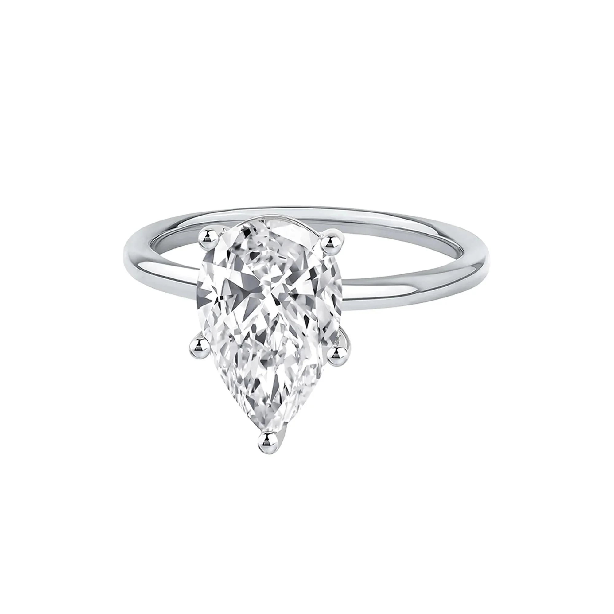 Lab Grown Diamond Pear-Shaped Solitaire Engagement Ring 14K White Gold (3 CT.) Size 7.5 2mm - Image 4