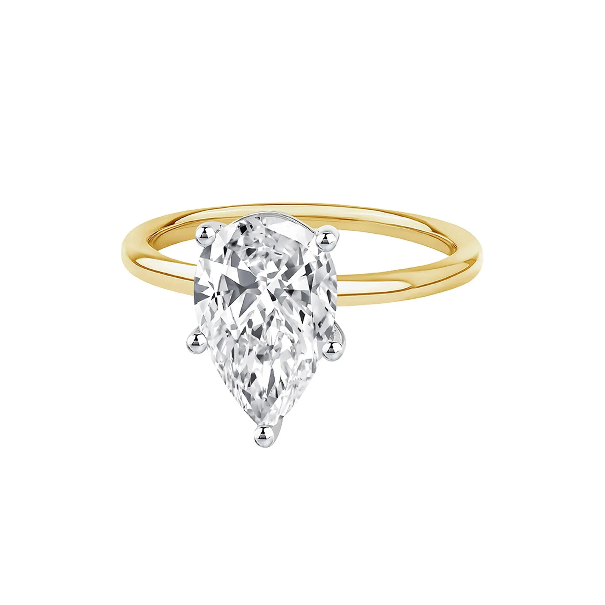 Lab Grown Diamond Pear-Shaped Solitaire Engagement Ring 14K Yellow Gold (3 CT.) Size 5 2mm - Image 4