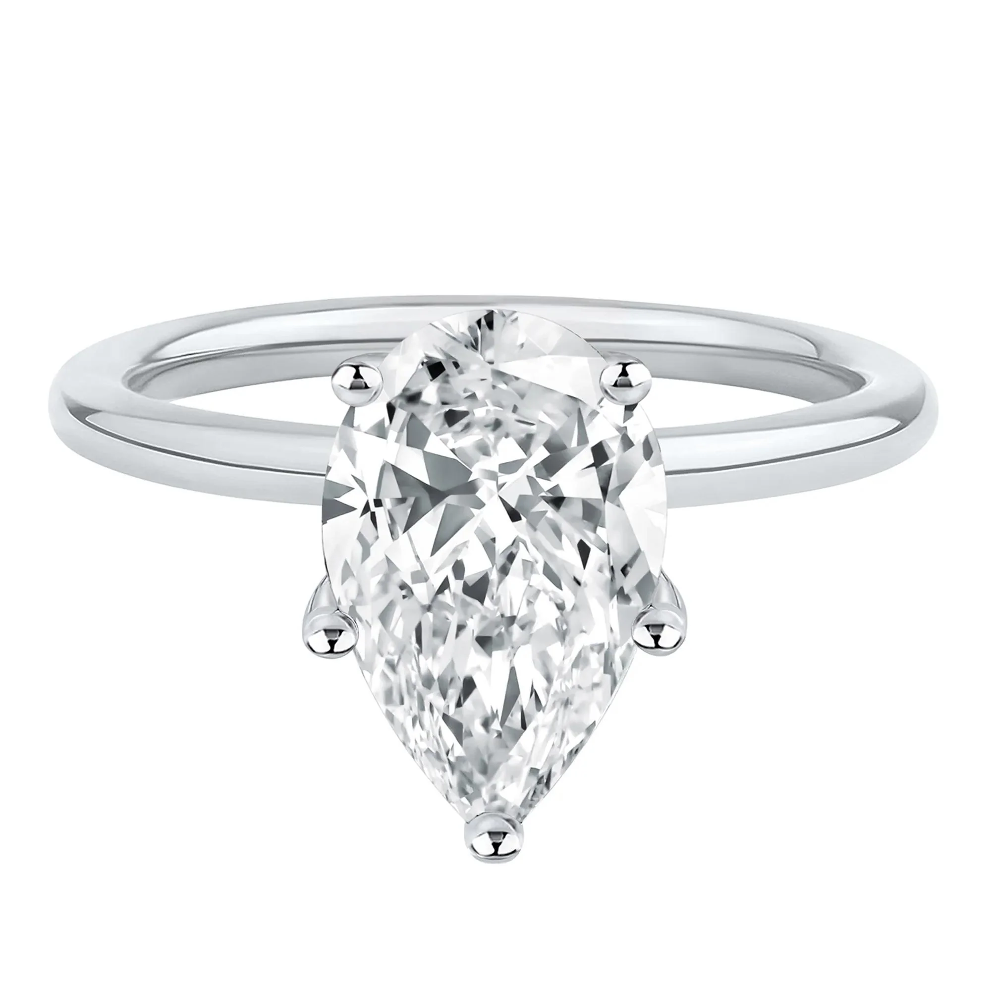 Lab Grown Diamond Pear-Shaped Solitaire Engagement Ring Platinum (3 CT.) White Size 6 2mm