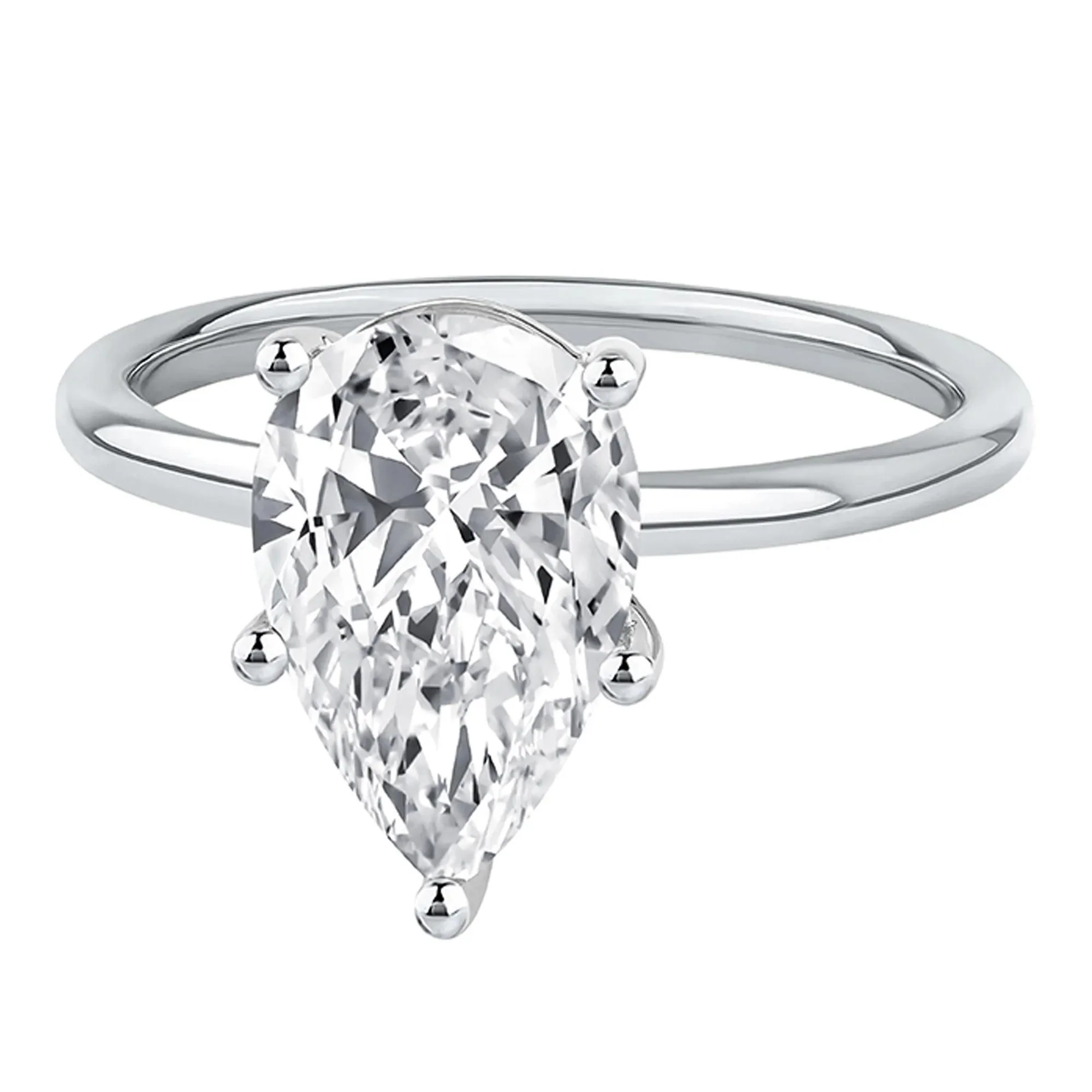 Lab Grown Diamond Pear-Shaped Solitaire Engagement Ring Platinum (3 CT.) White Size 9 2mm - Image 4