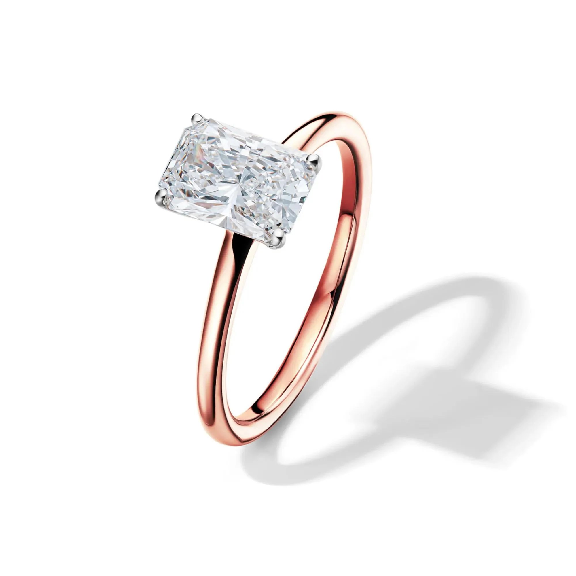 Lab Grown Diamond Radiant-Cut Solitaire Ring 14K Rose Gold (1/2 CT.) Size 4 2mm - Image 4