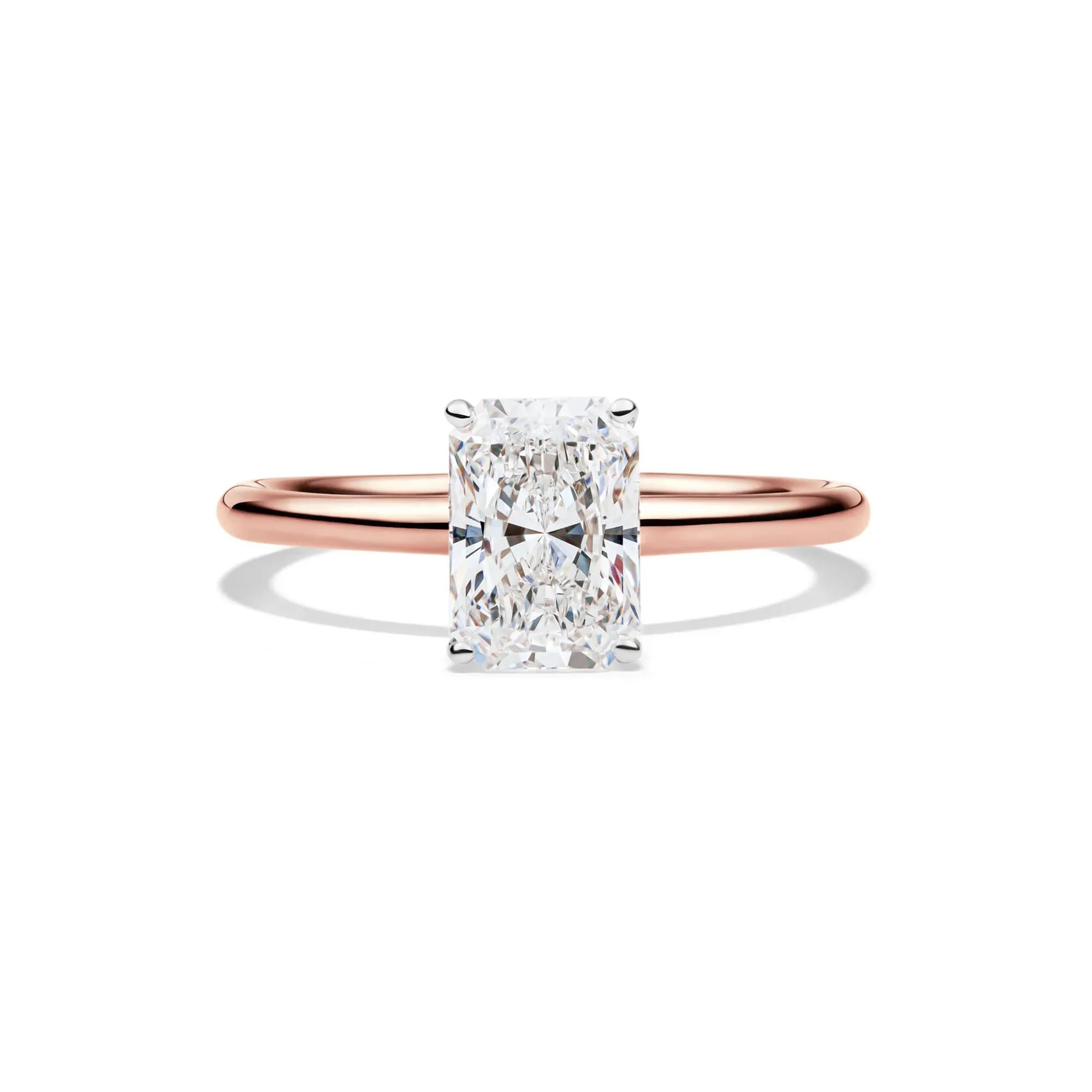 Lab Grown Diamond Radiant-Cut Solitaire Ring 14K Rose Gold (1/2 CT.) Size 5 2mm