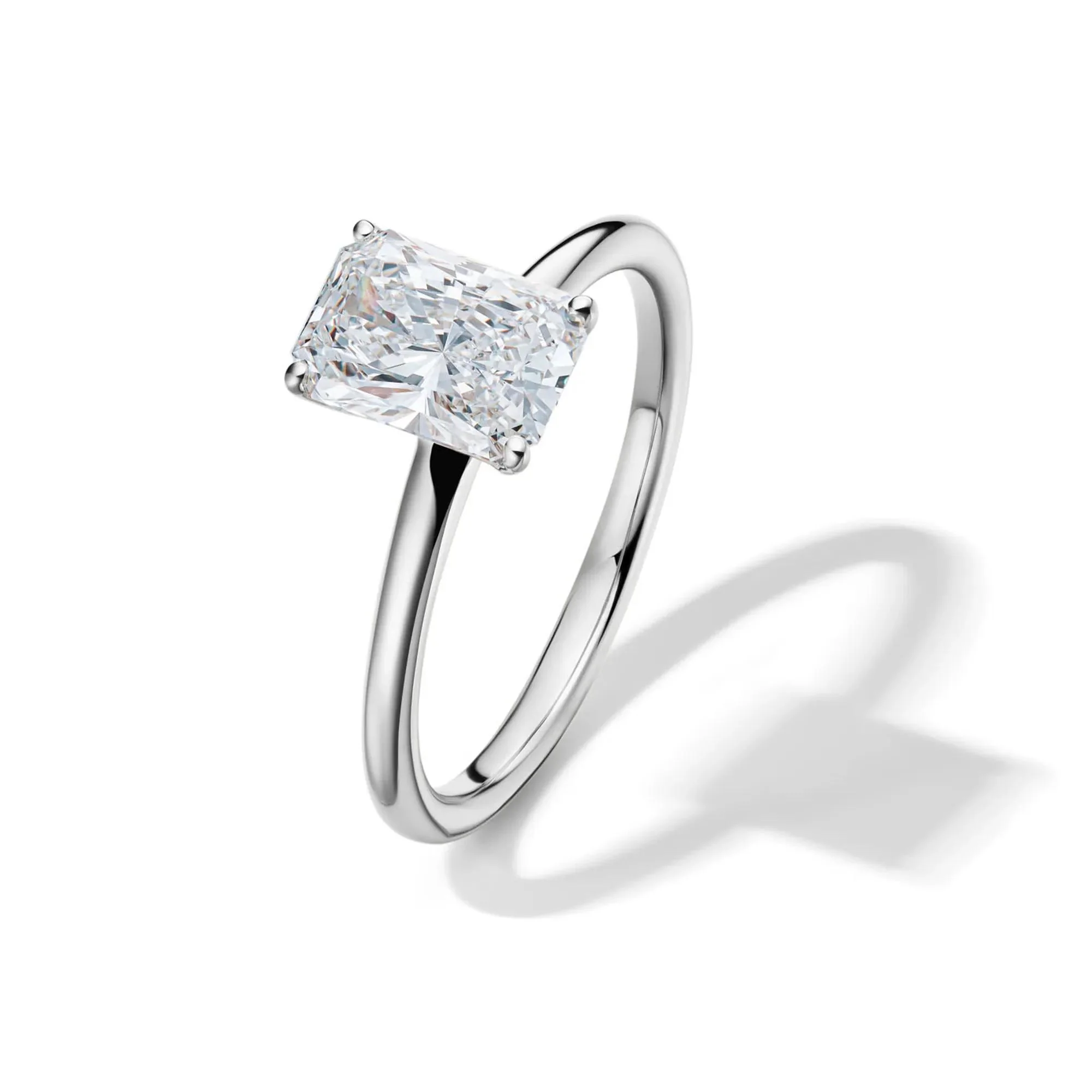 Lab Grown Diamond Radiant-Cut Solitaire Ring 14K White Gold (1/2 CT.) Size 5 2mm - Image 4