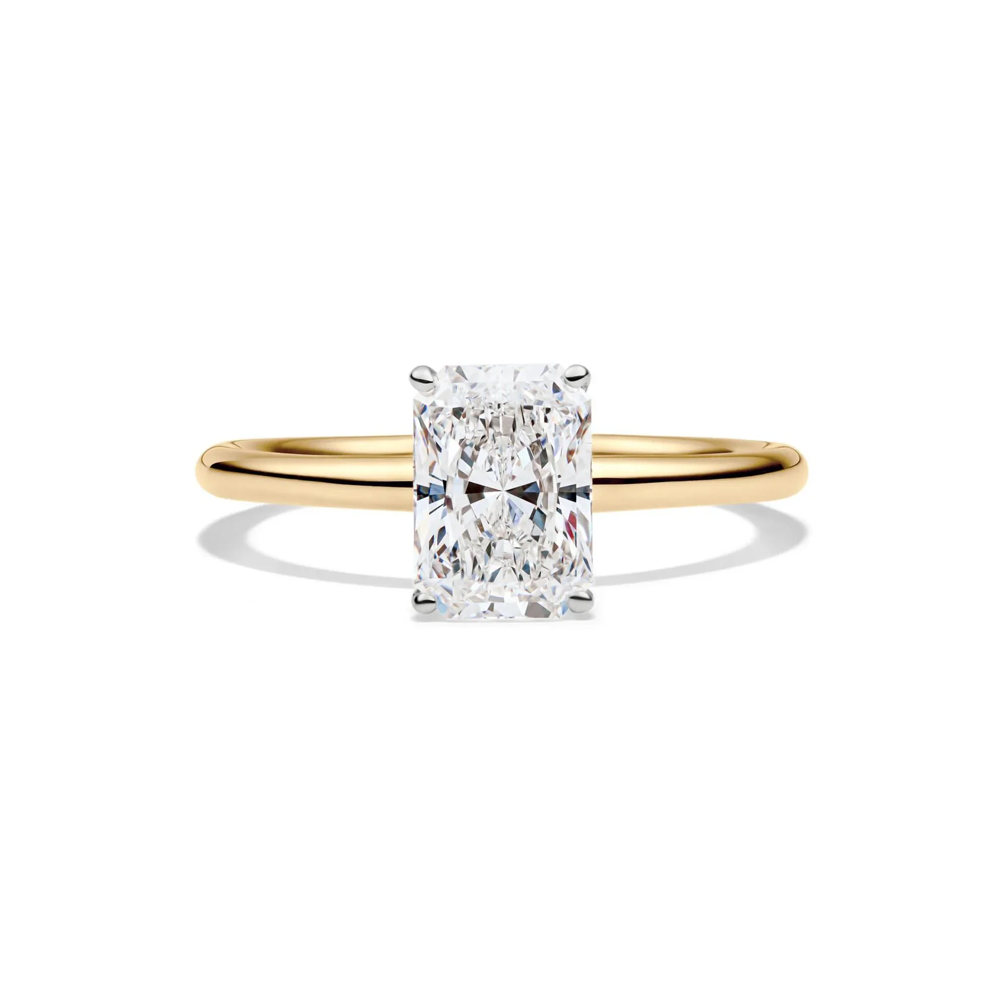 Lab Grown Diamond Radiant-Cut Solitaire Ring 14K Yellow Gold (1/2 CT.) Size 7.5 2mm