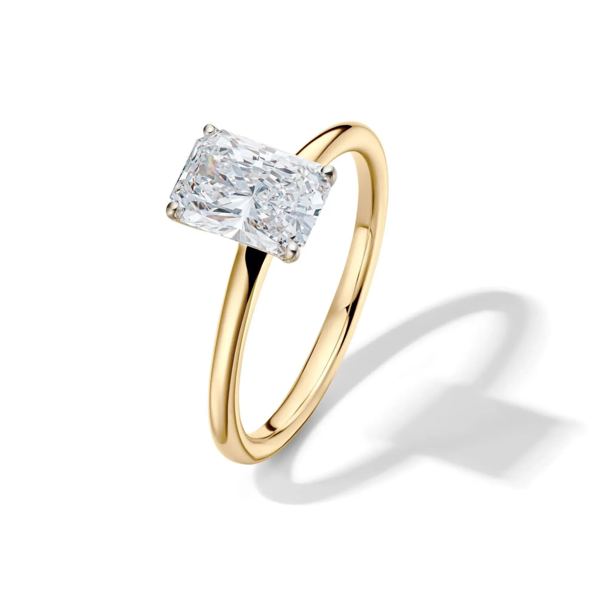 Lab Grown Diamond Radiant-Cut Solitaire Ring 14K Yellow Gold (1/2 CT.) Size 9 2mm - Image 4
