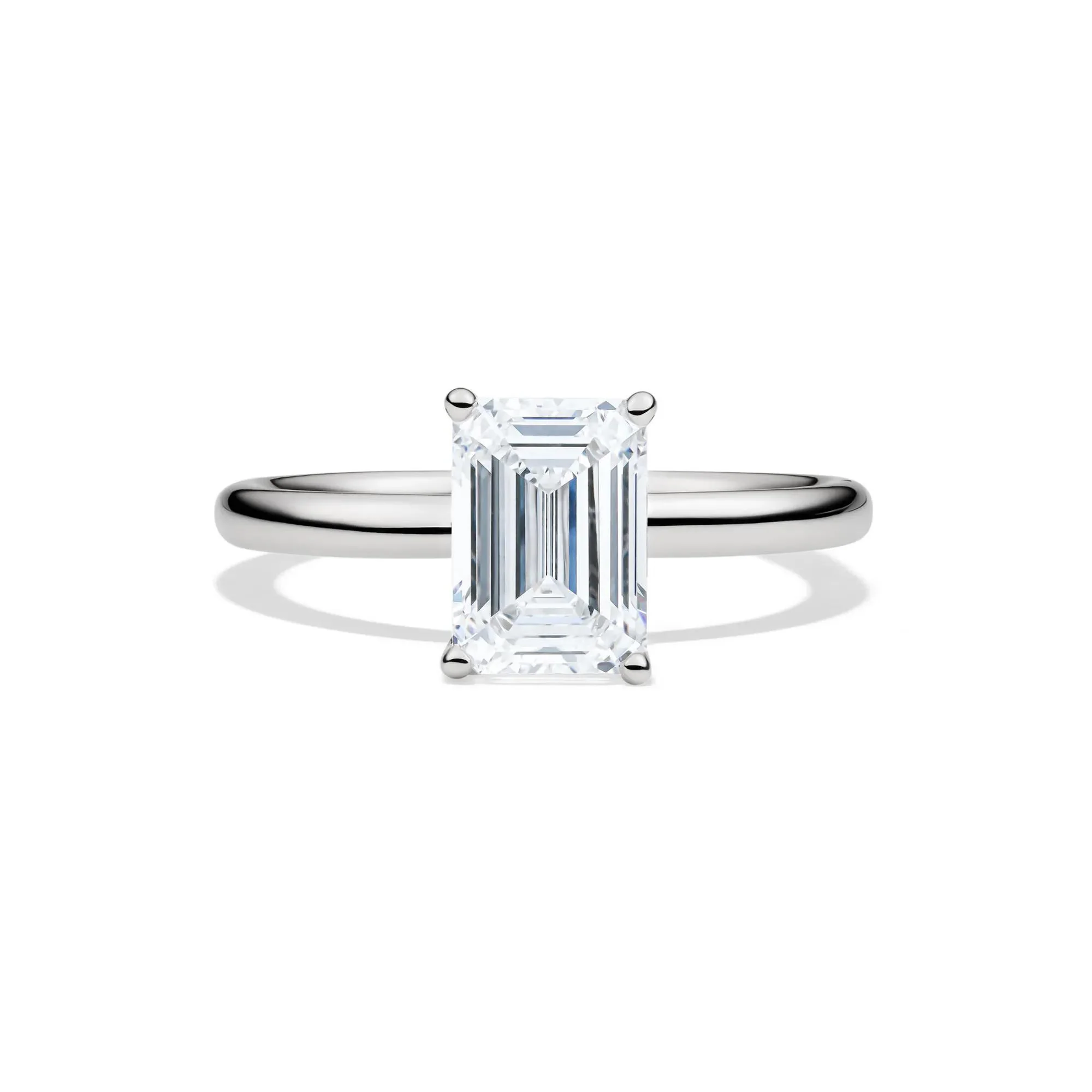 Lab Grown Diamond Emerald-Cut Solitaire Ring Platinum (2 CT.) White Size 4 2mm