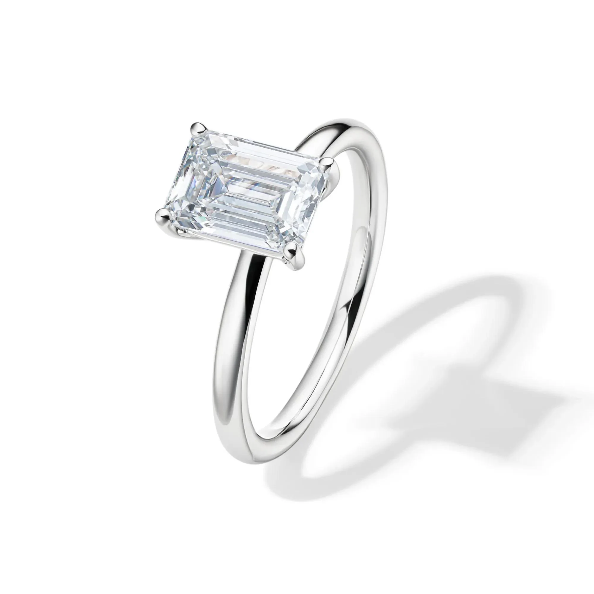 Lab Grown Diamond Emerald-Cut Solitaire Ring Platinum (2 CT.) White Size 4 2mm - Image 4