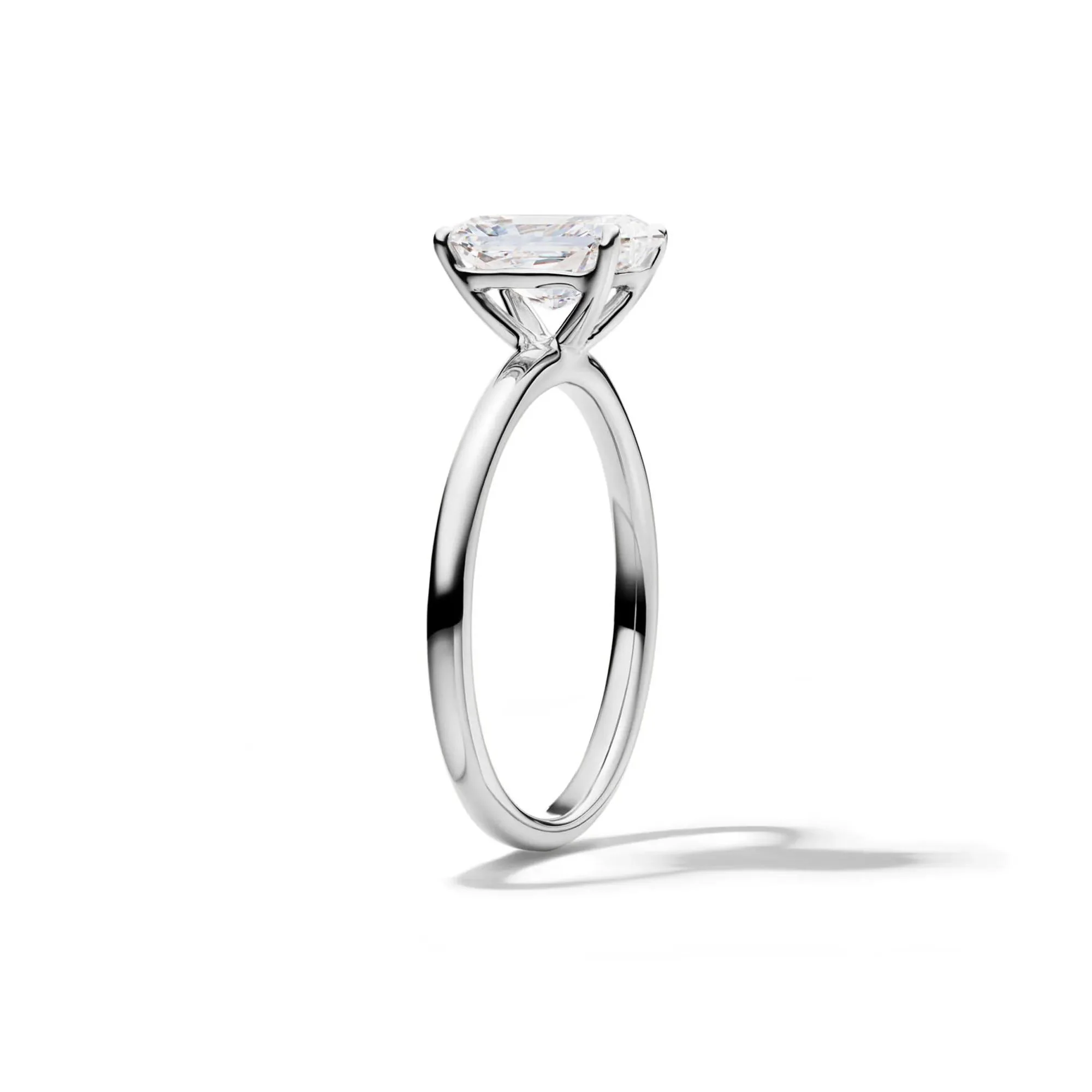 Lab Grown Diamond Radiant-Cut Solitaire Ring Platinum (1/2 CT.) White Size 5 2mm - Image 3