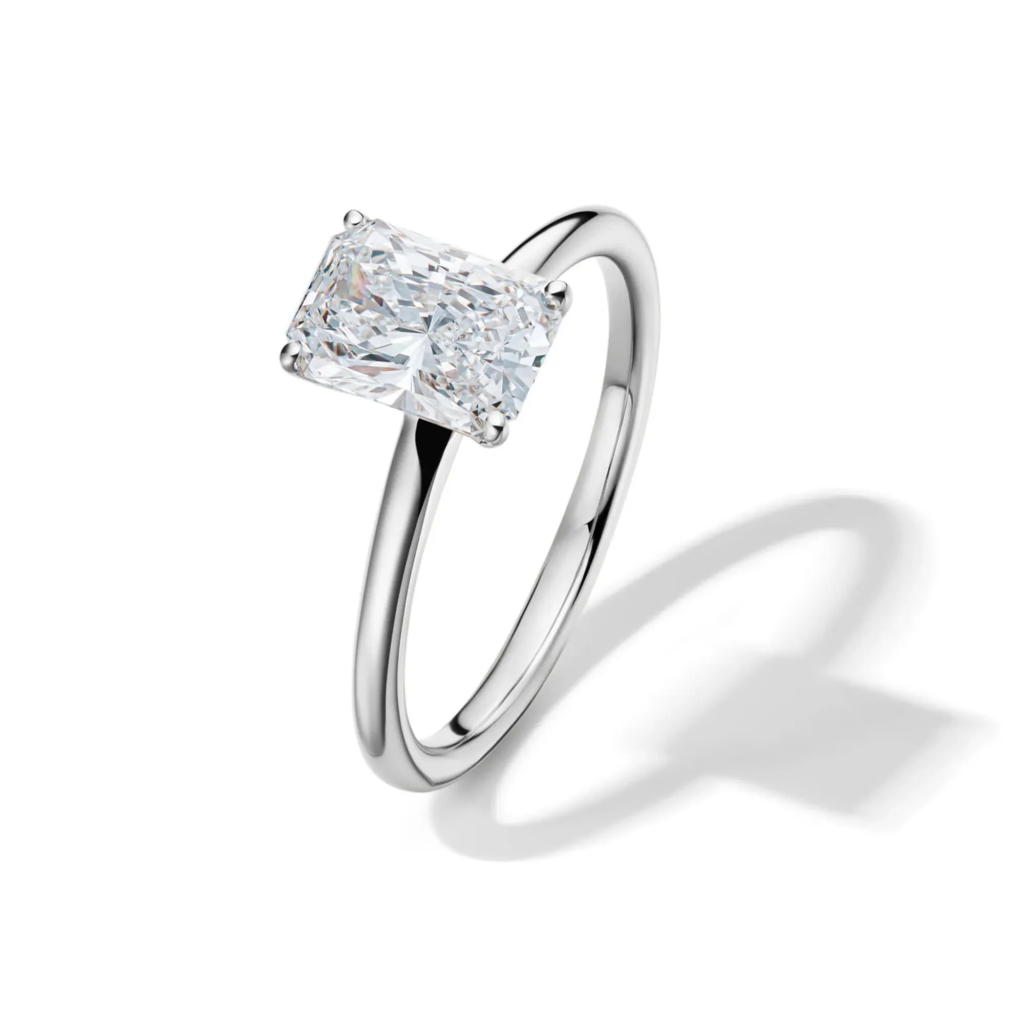 Lab Grown Diamond Radiant-Cut Solitaire Ring Platinum (1/2 CT.) White Size 5 2mm - Image 4