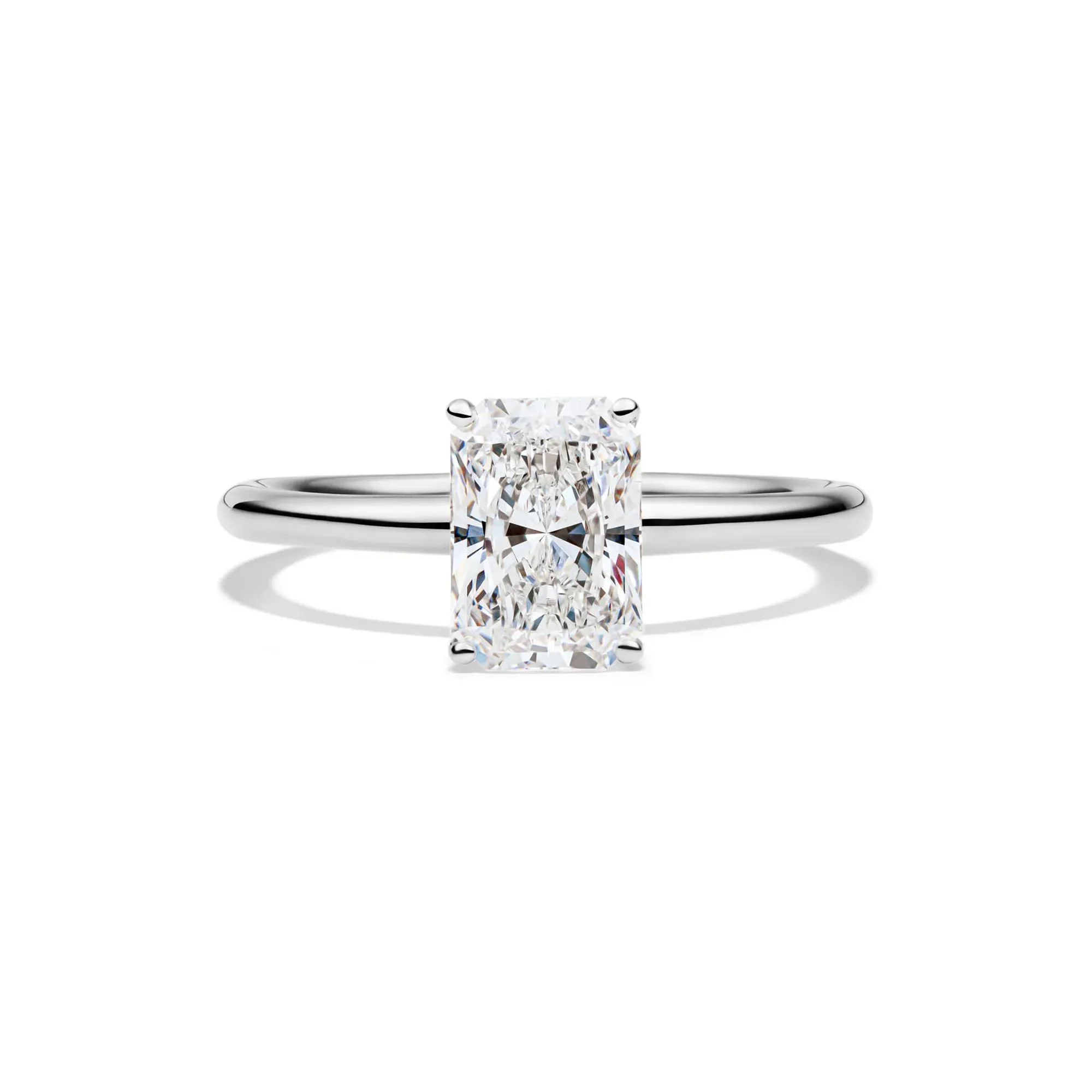 Lab Grown Diamond Radiant-Cut Solitaire Ring Platinum (1/2 CT.) White Size 7 2mm