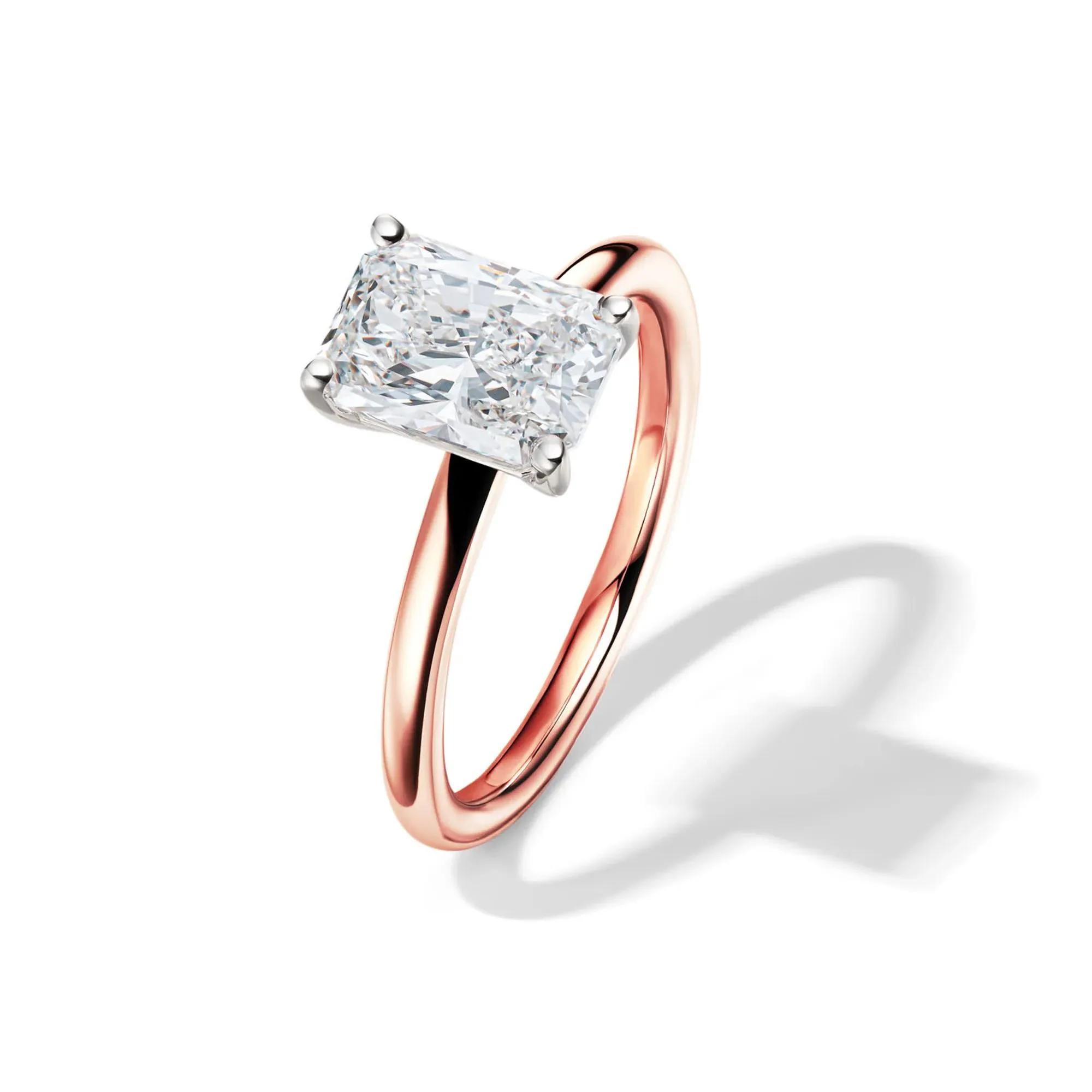 Lab Grown Diamond Radiant-Cut Solitaire Ring 14K Rose Gold (2 CT.) Size 10 2mm - Image 4