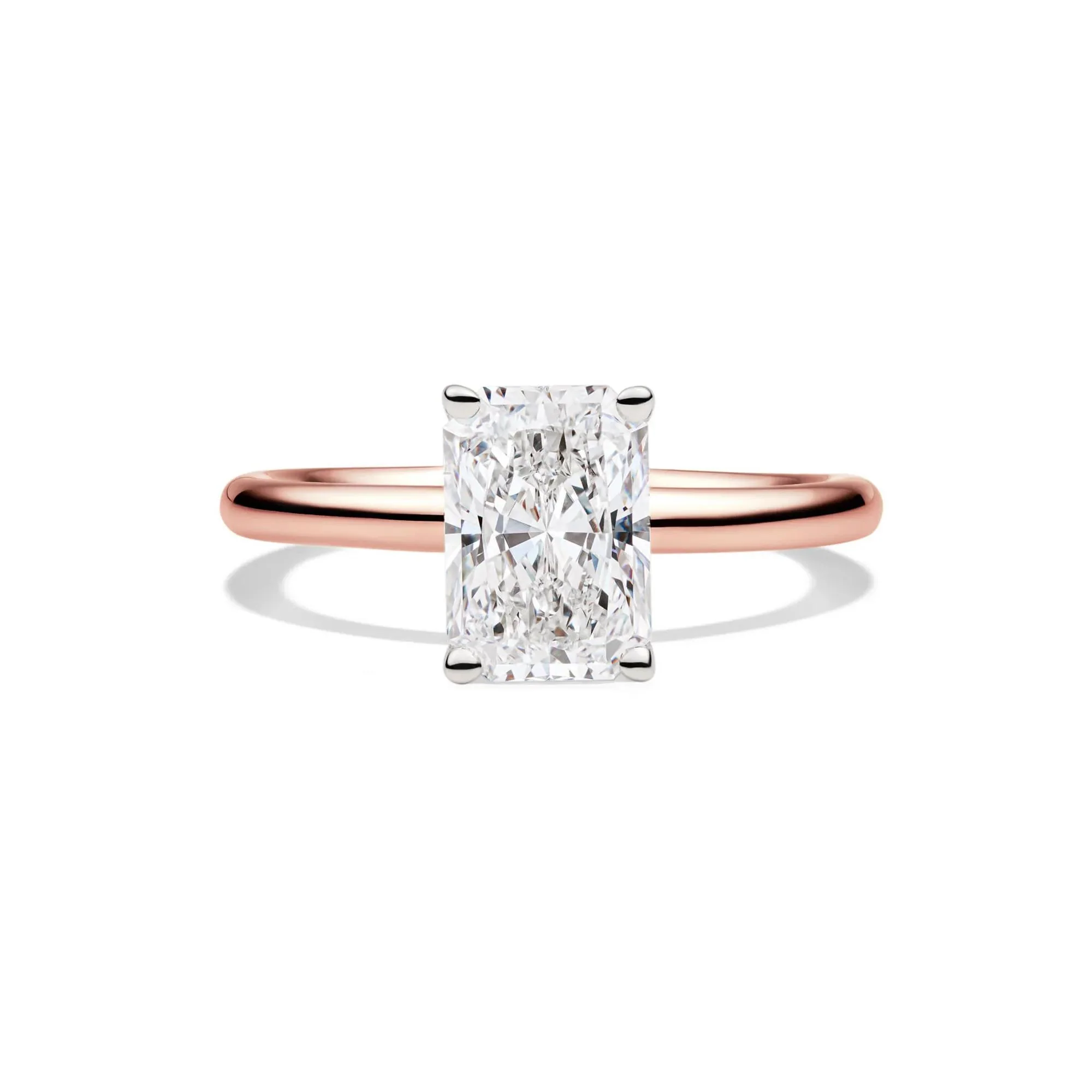 Lab Grown Diamond Radiant-Cut Solitaire Ring 14K Rose Gold (2 CT.) Size 4 2mm