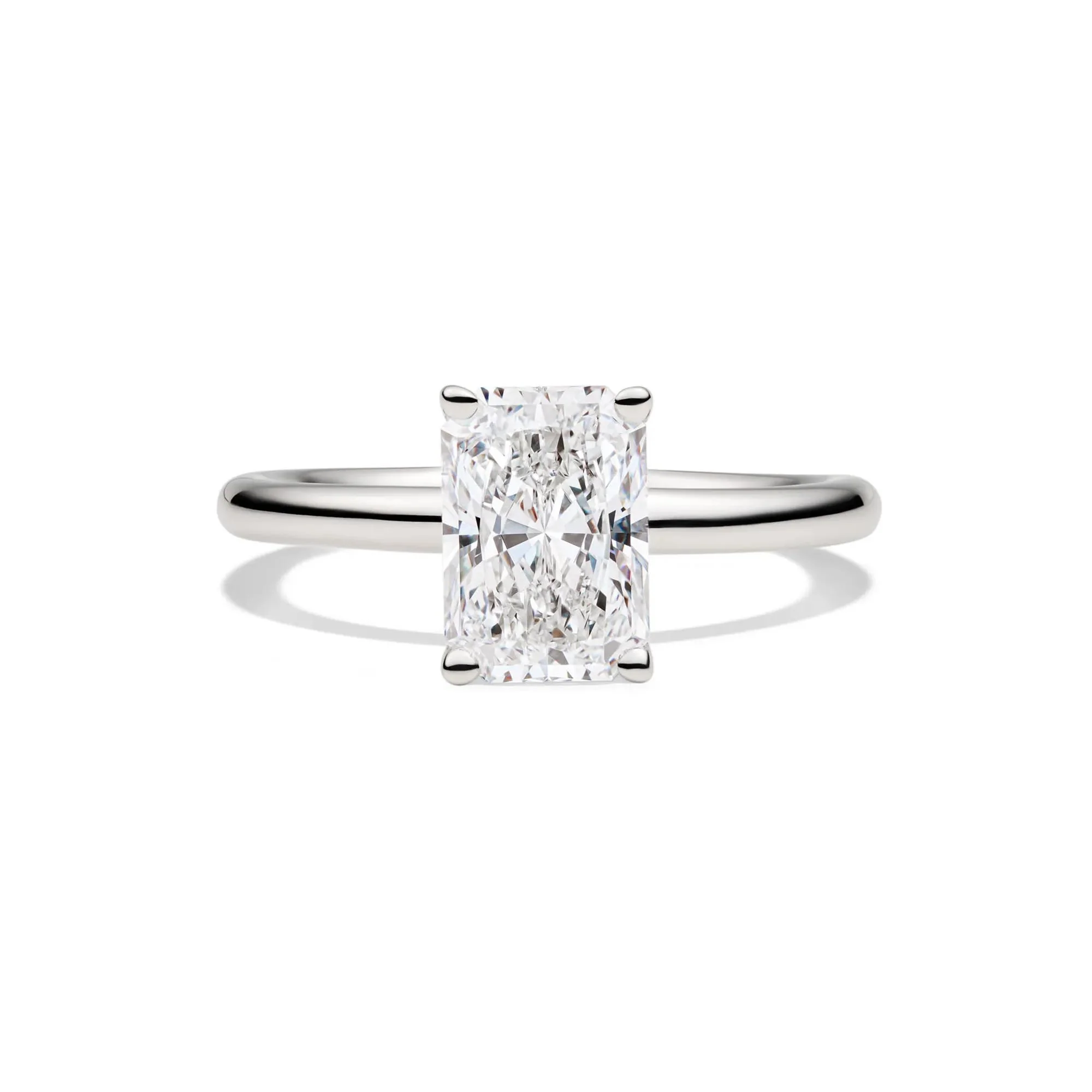 Lab Grown Diamond Radiant-Cut Solitaire Ring 14K White Gold (2 CT.) Size 6.5 2mm