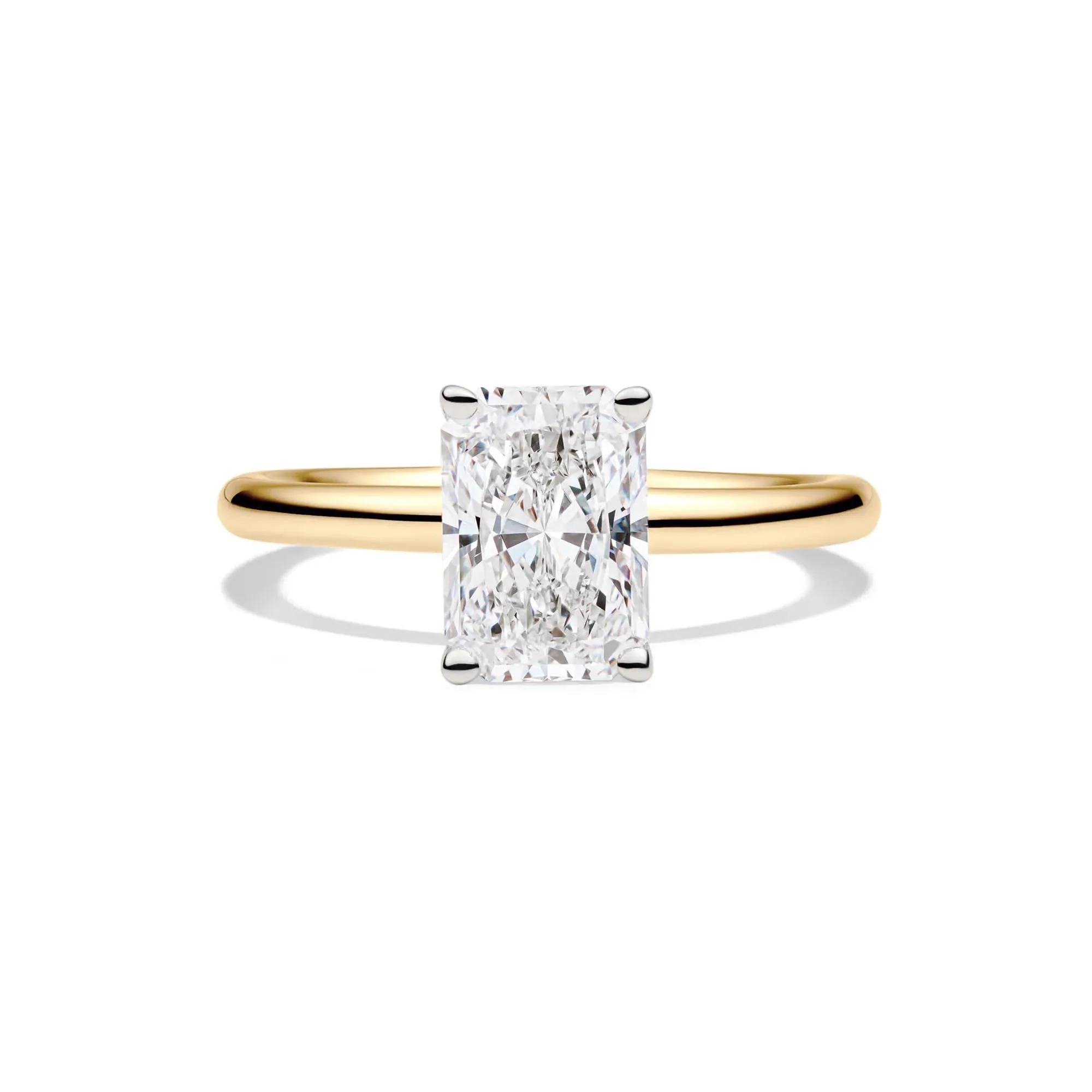 Lab Grown Diamond Radiant-Cut Solitaire Ring 14K Yellow Gold (2 CT.) Size 10.5 2mm