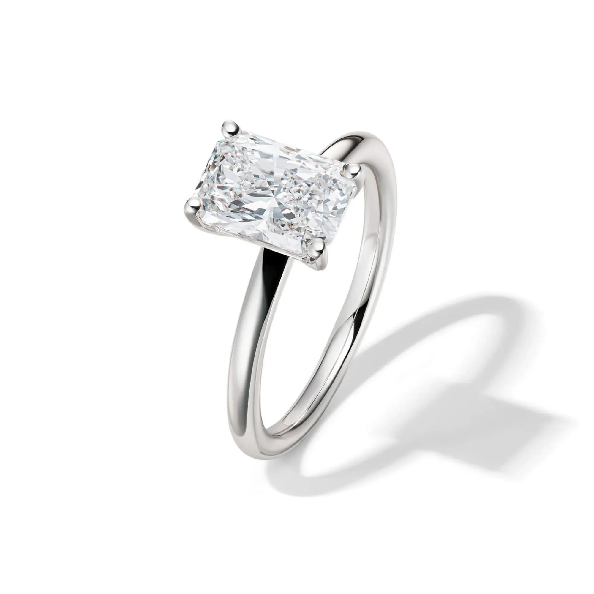 Lab Grown Diamond Radiant-Cut Solitaire Ring Platinum (2 CT.) White Size 5.5 2mm - Image 4