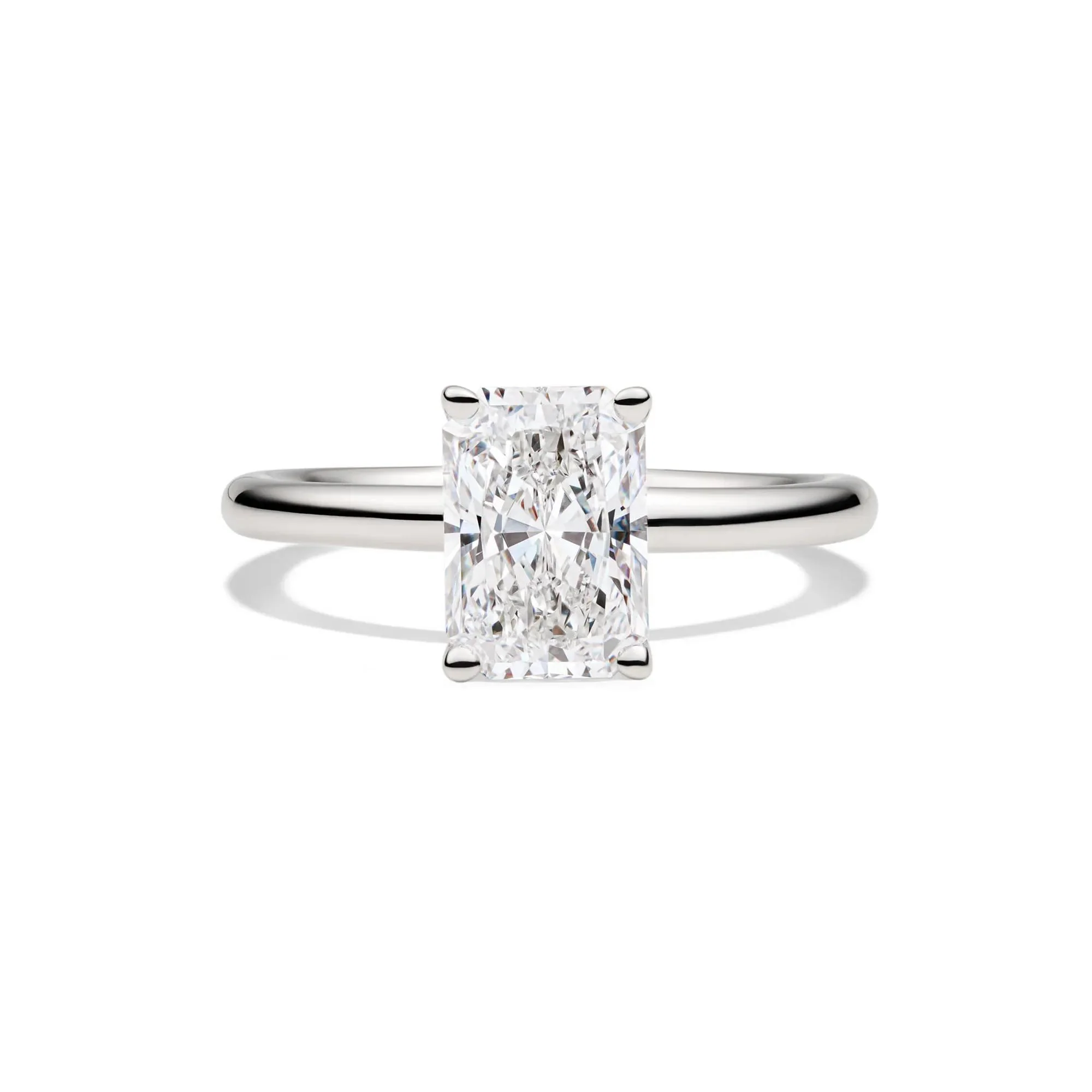 Lab Grown Diamond Radiant-Cut Solitaire Ring Platinum (2 CT.) White Size 9 2mm