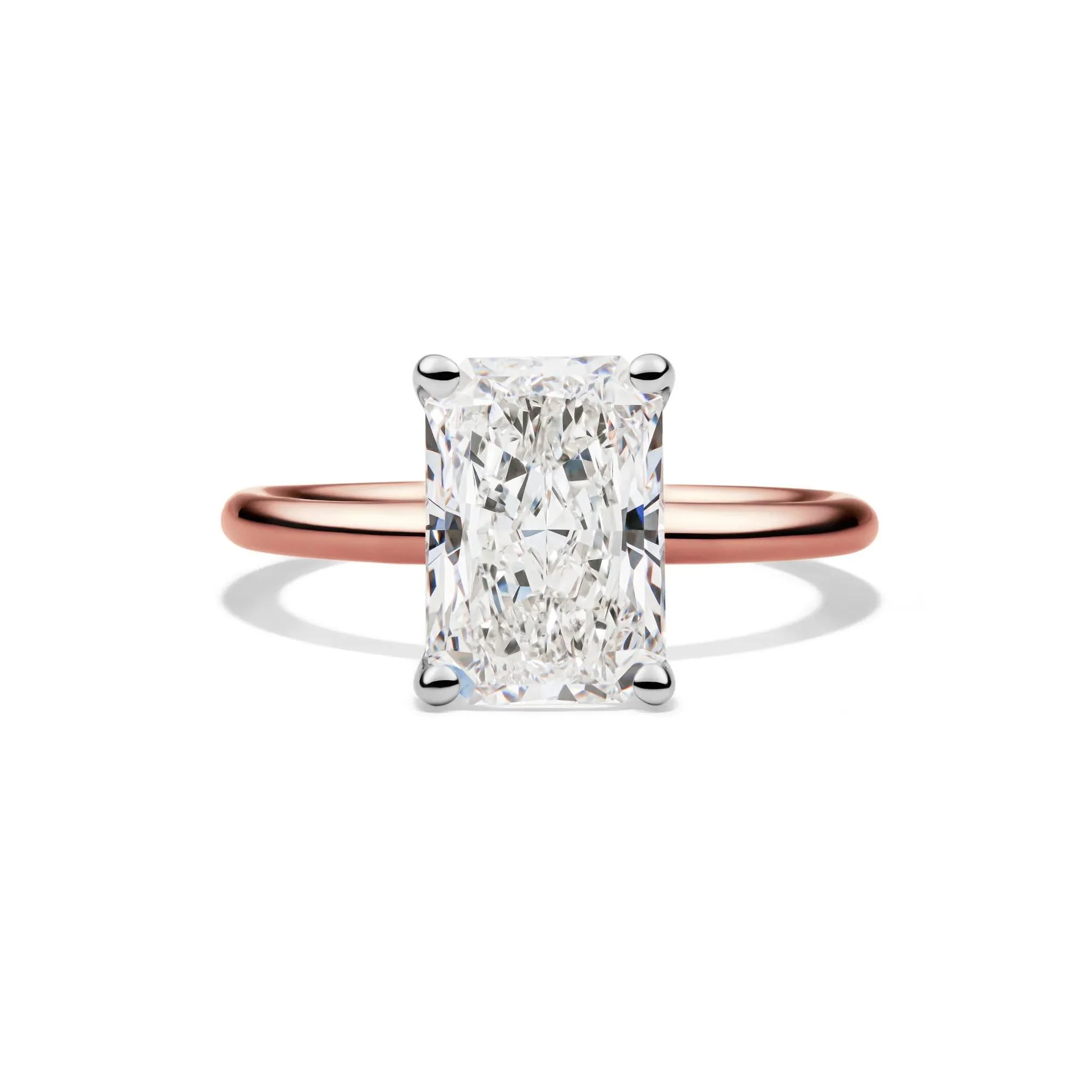 Lab Grown Diamond Radiant-Cut Solitaire Ring 14K Rose Gold (3 CT.) Size 4 2mm