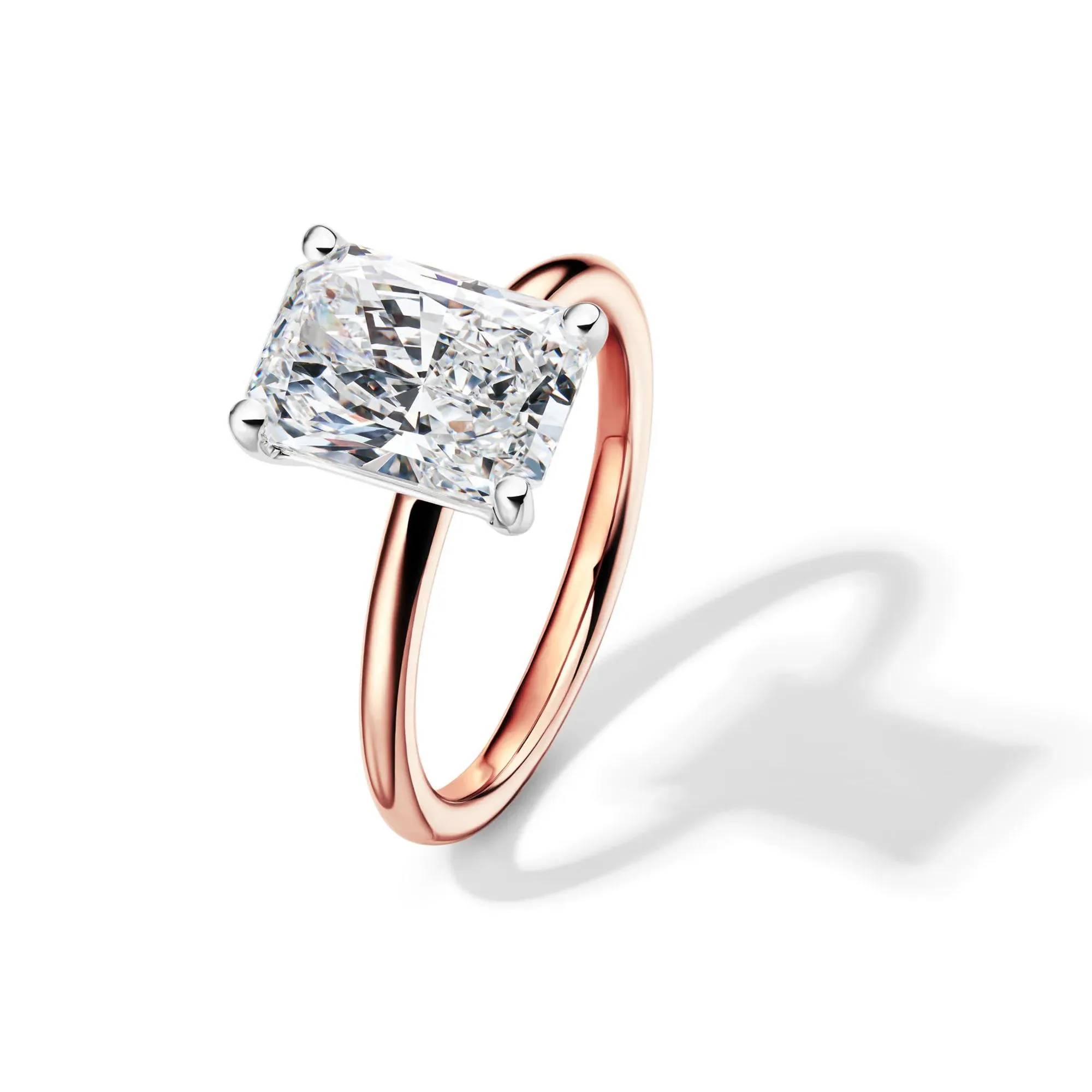 Lab Grown Diamond Radiant-Cut Solitaire Ring 14K Rose Gold (3 CT.) Size 6.5 2mm - Image 4