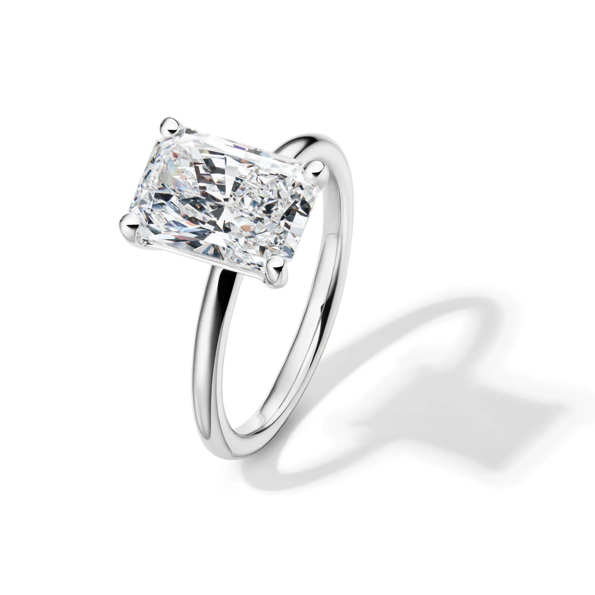 Lab Grown Diamond Radiant-Cut Solitaire Ring 14K White Gold (3 CT.) Size 4 2mm - Image 4
