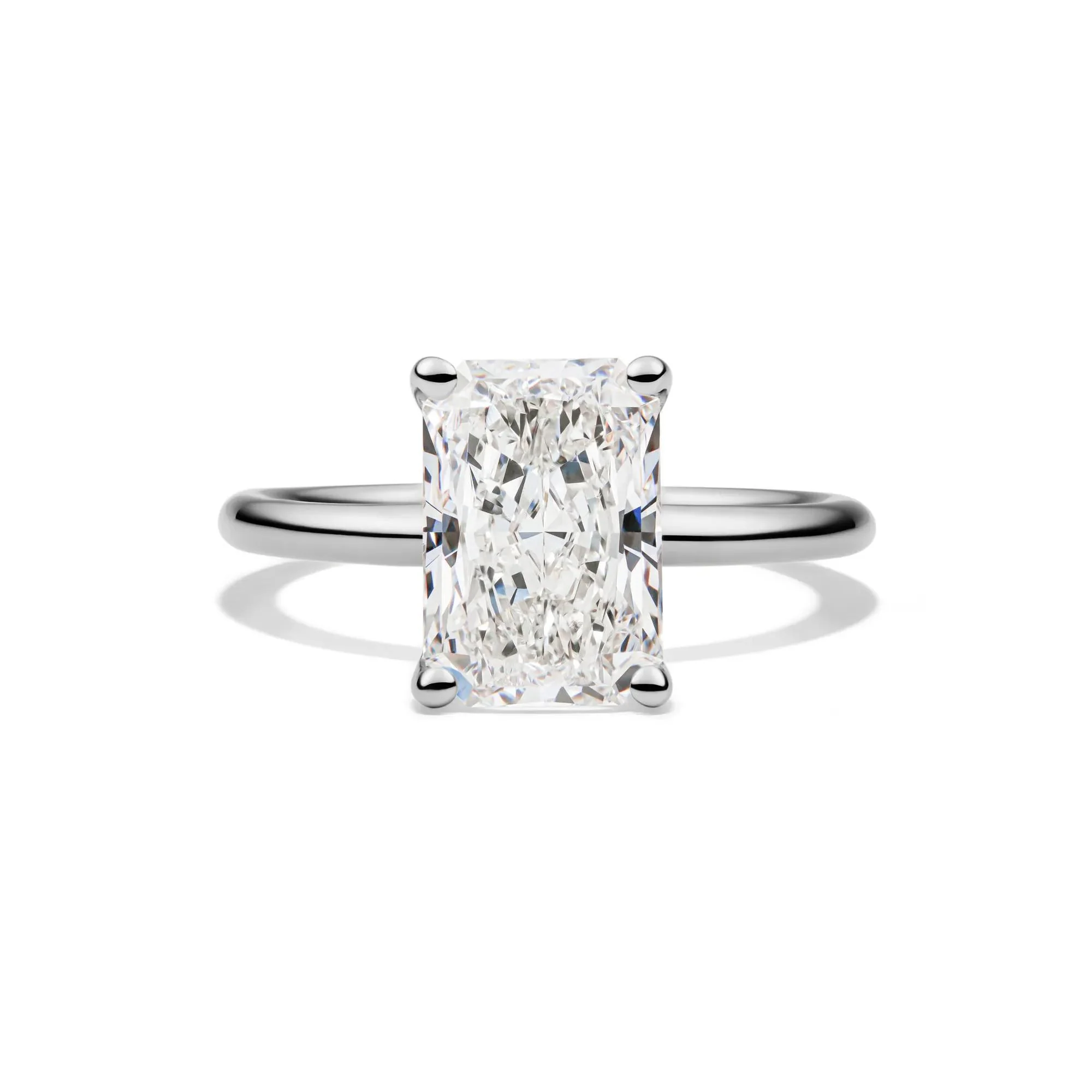 Lab Grown Diamond Radiant-Cut Solitaire Ring 14K White Gold (3 CT.) Size 6 2mm