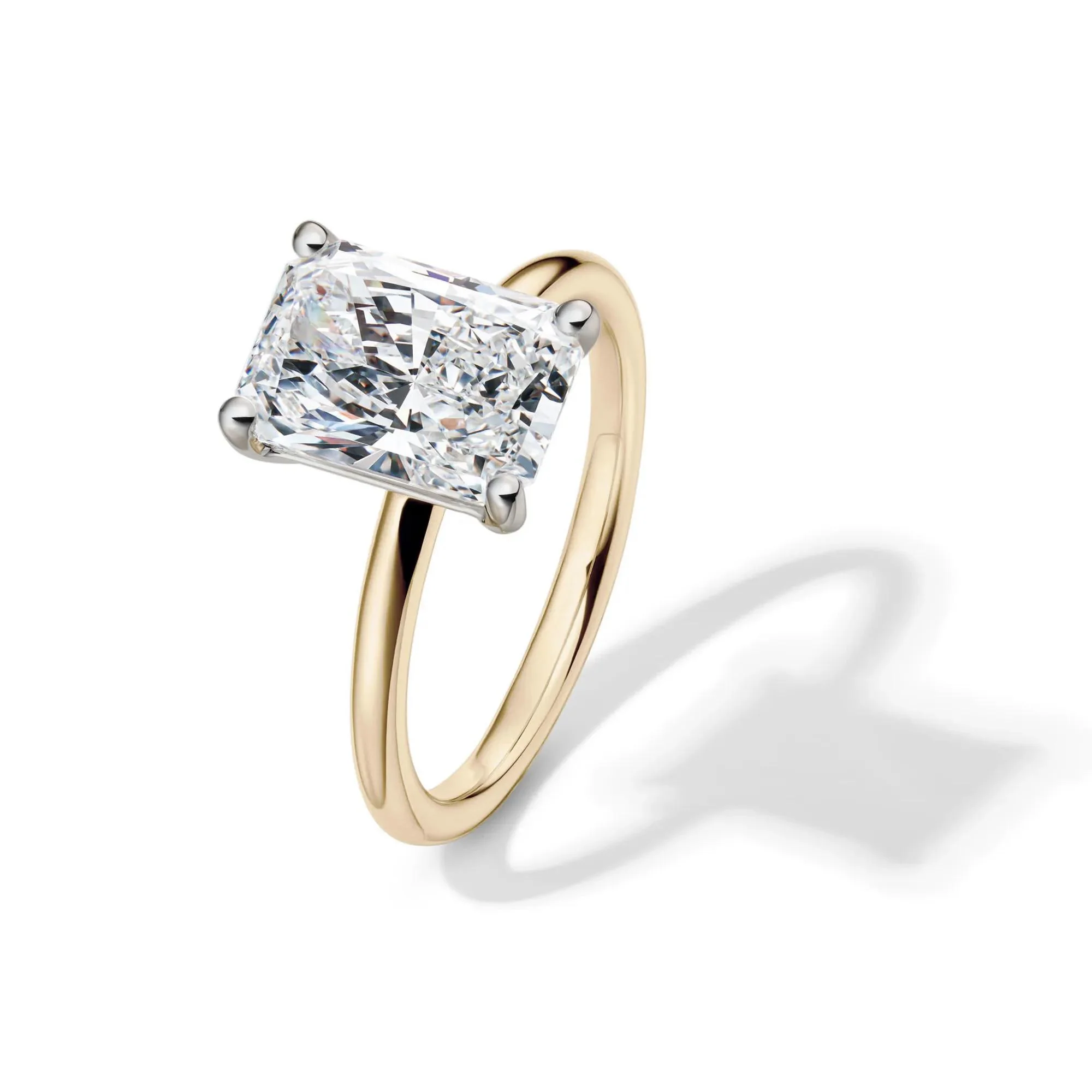 Lab Grown Diamond Radiant-Cut Solitaire Ring 14K Yellow and White Gold (3 CT.) Size 12 2mm - Image 4