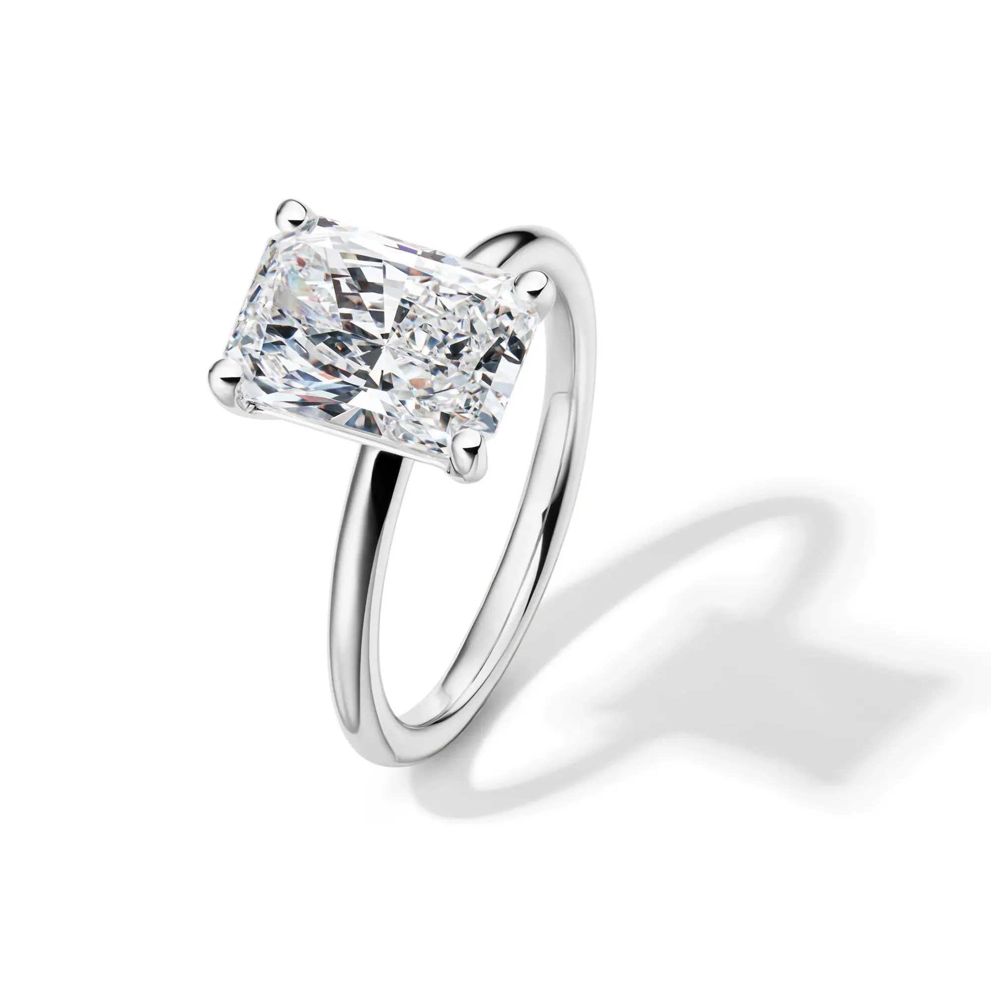 Lab Grown Diamond Radiant-Cut Solitaire Ring Platinum (3 CT.) White Size 6 2mm - Image 4