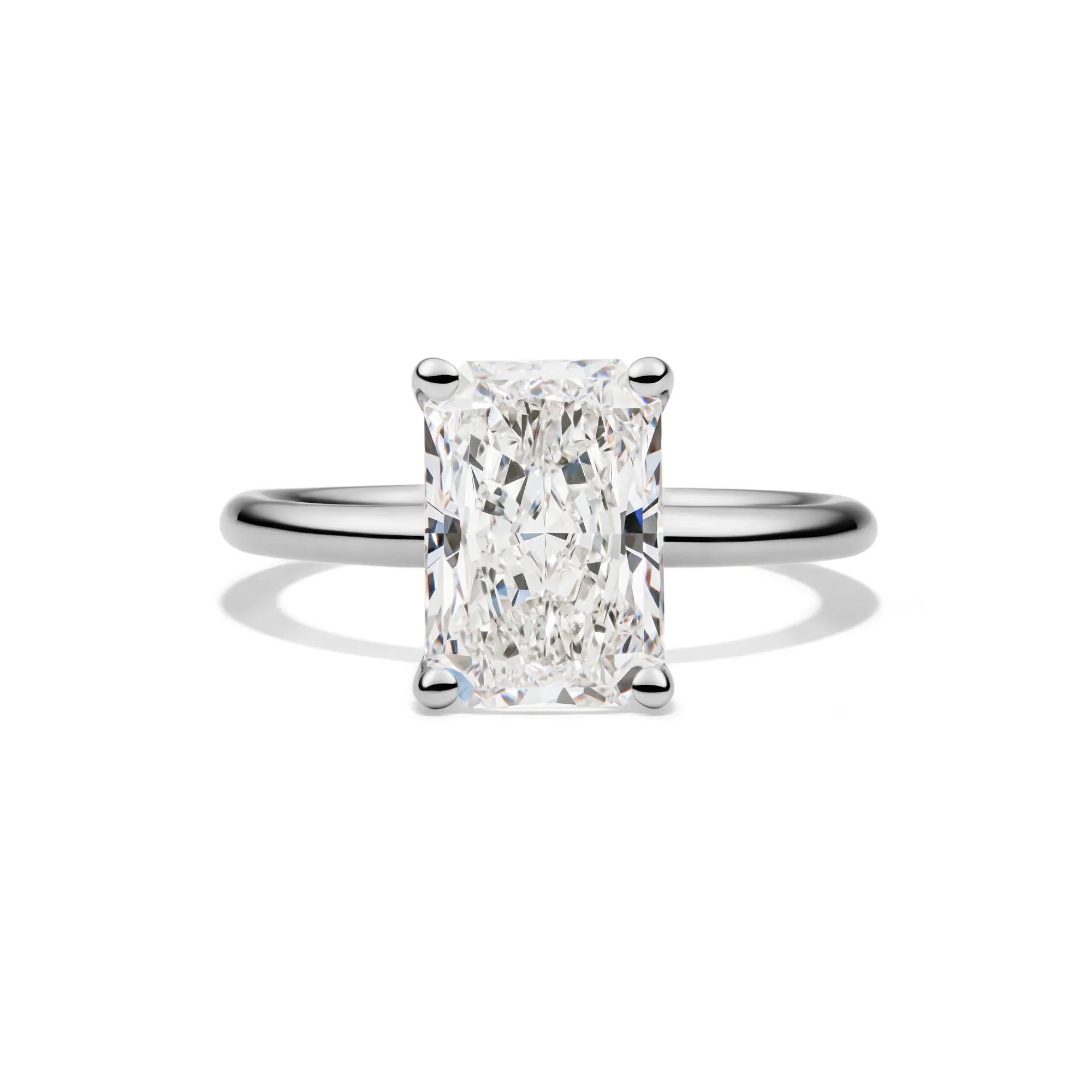 Lab Grown Diamond Radiant-Cut Solitaire Ring Platinum (3 CT.) White Size 8.5 2mm