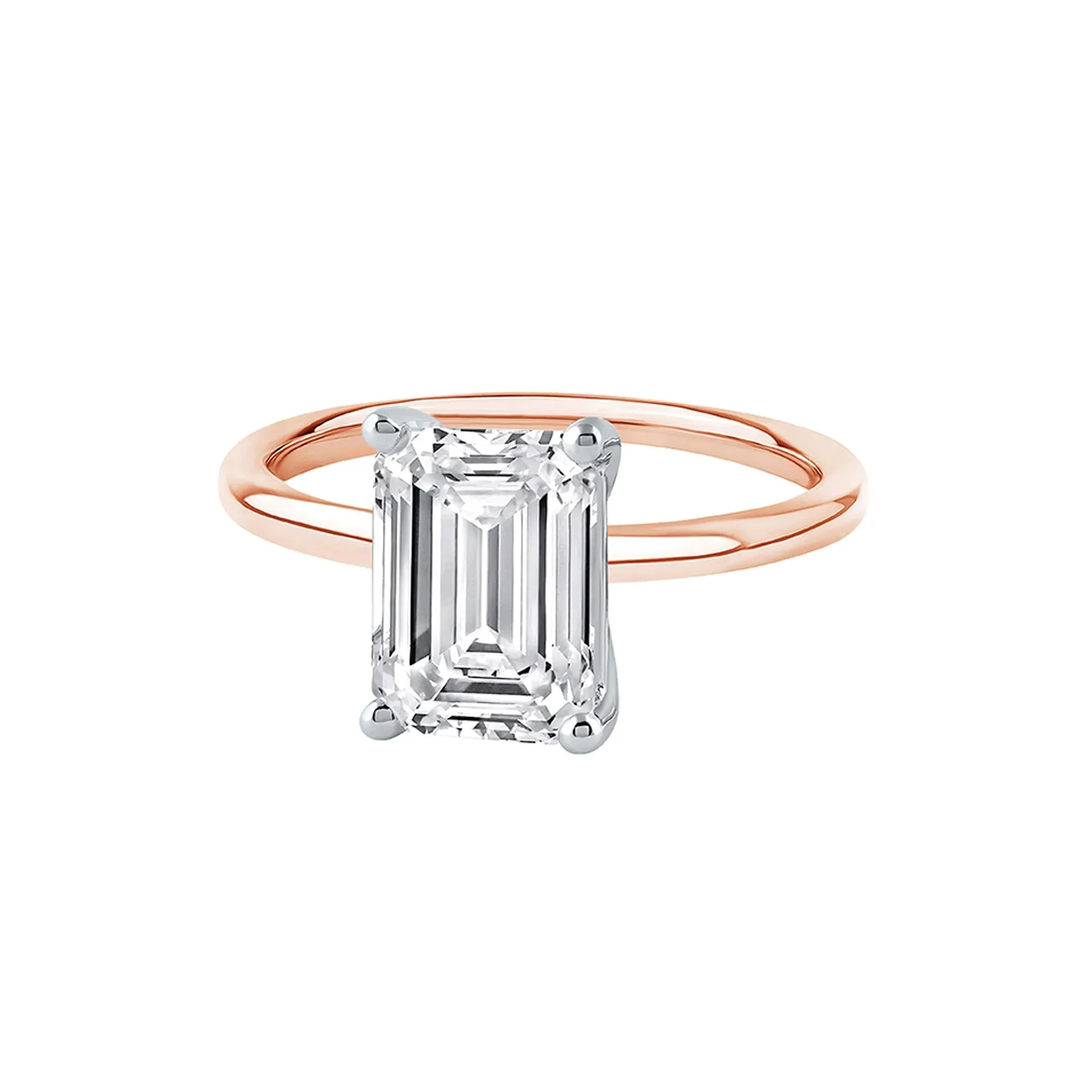 Lab Grown Diamond Emerald-Cut Solitaire Ring 14K Rose Gold (3 CT.) Size 4 2mm - Image 4