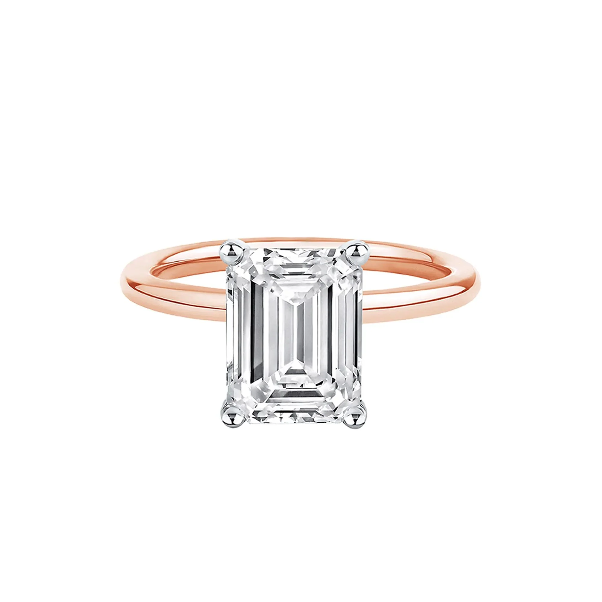 Lab Grown Diamond Emerald-Cut Solitaire Ring 14K Rose Gold (3 CT.) Size 9 2mm