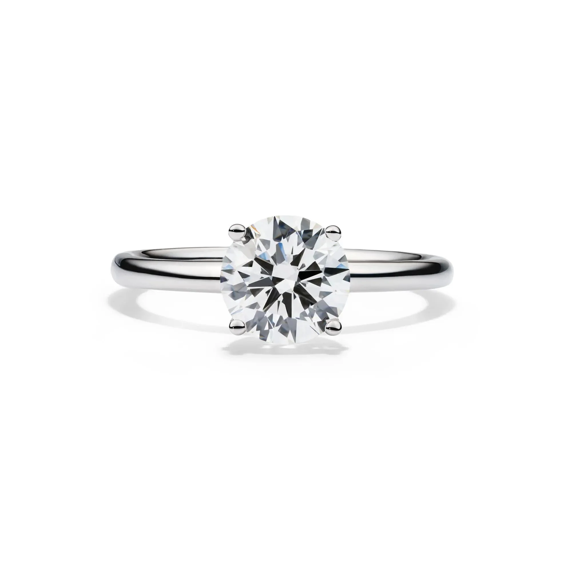 Lab Grown Diamond Solitaire Round Engagement Ring Platinum (1/2 CT.) White Size 4.5 2mm