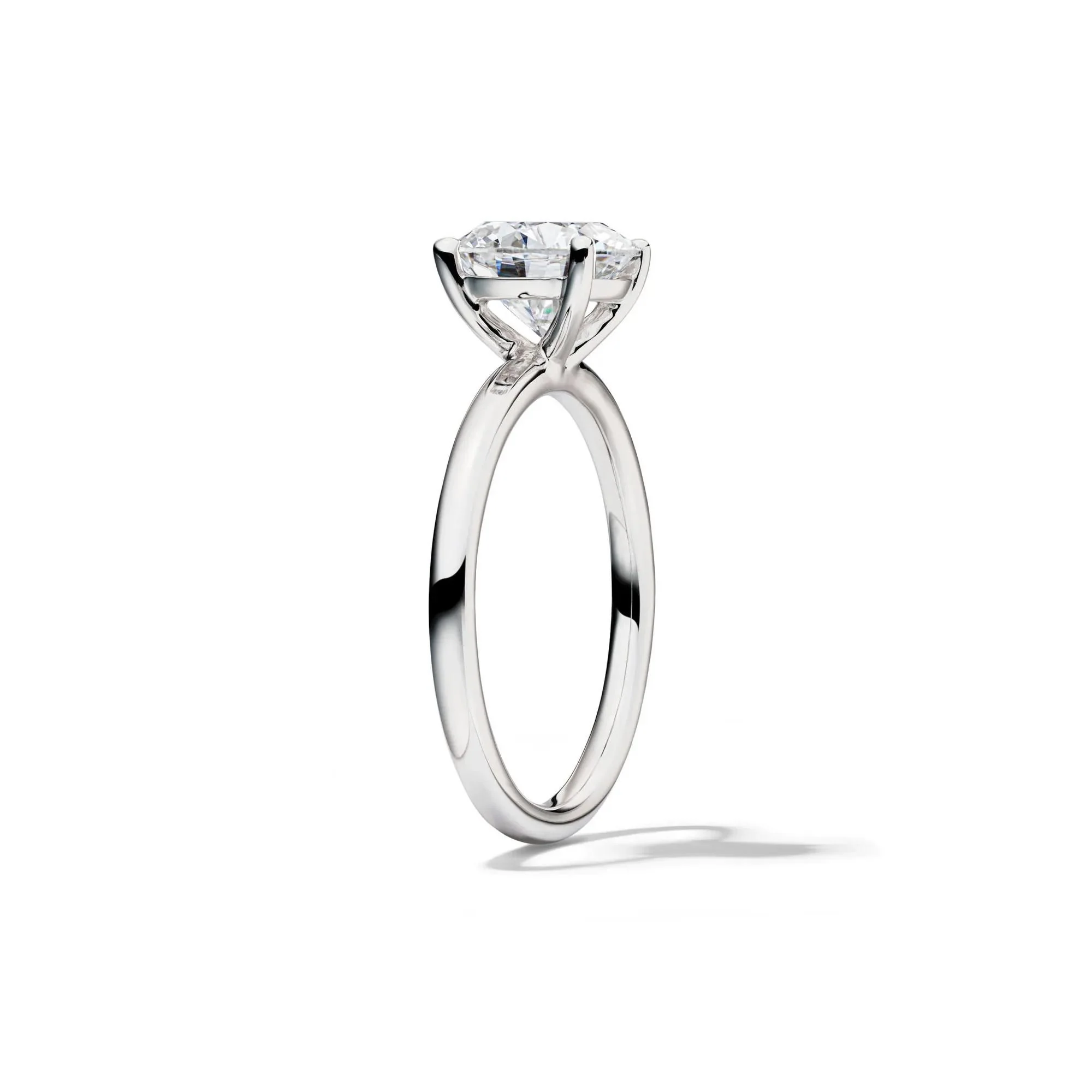 Lab Grown Diamond Solitaire Round Engagement Ring Platinum (2 CT.) White Size 5.5 2mm - Image 3
