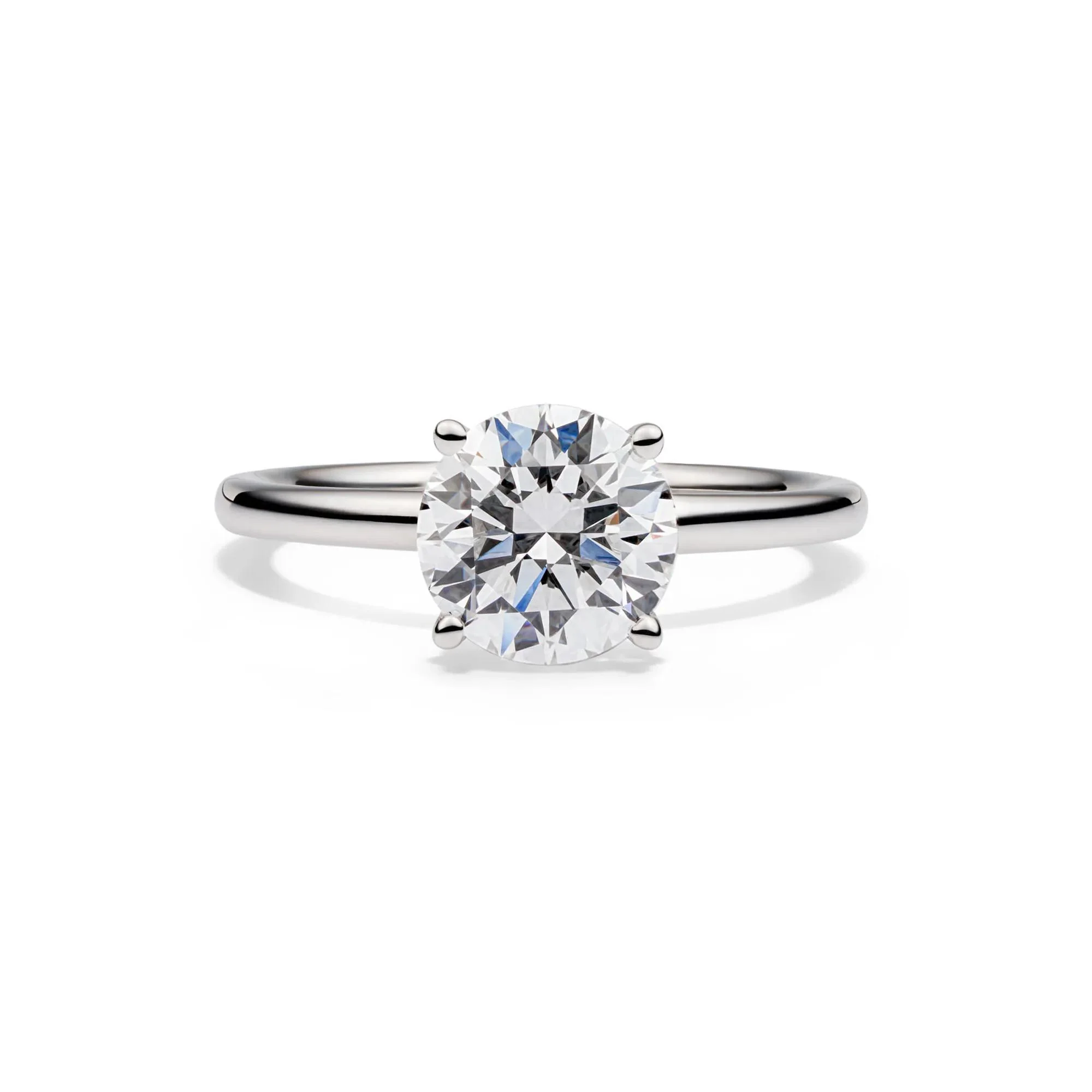 Lab Grown Diamond Solitaire Round Engagement Ring Platinum (2 CT.) White Size 7 2mm
